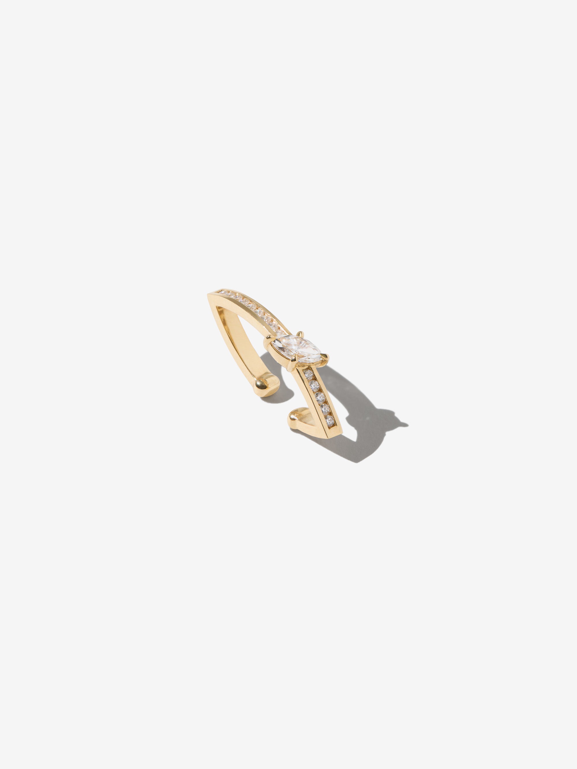 1E XVIII. Grande Marquise Link Yellow Gold and Diamond Earcuff