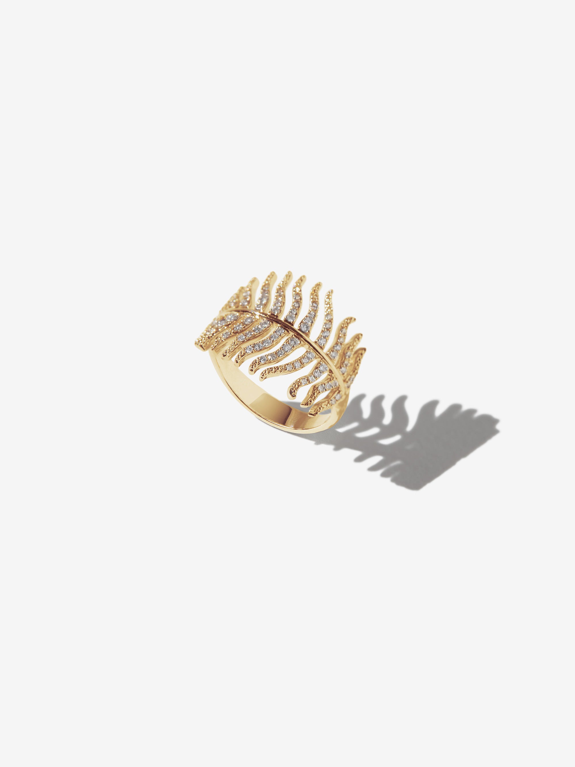 1R XVIII. Grande Yellow Gold Diamond Feather Ring