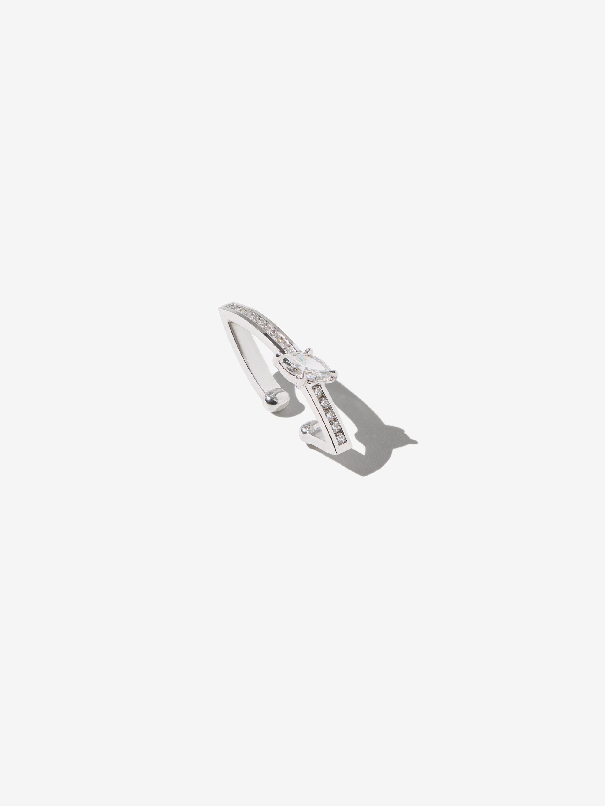 2E XVIII. Grande Marquise Link White Gold and Diamond Earcuff
