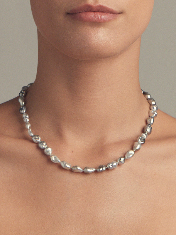 ST1 Medium Grey Tahitian Keshi Pearl Necklace