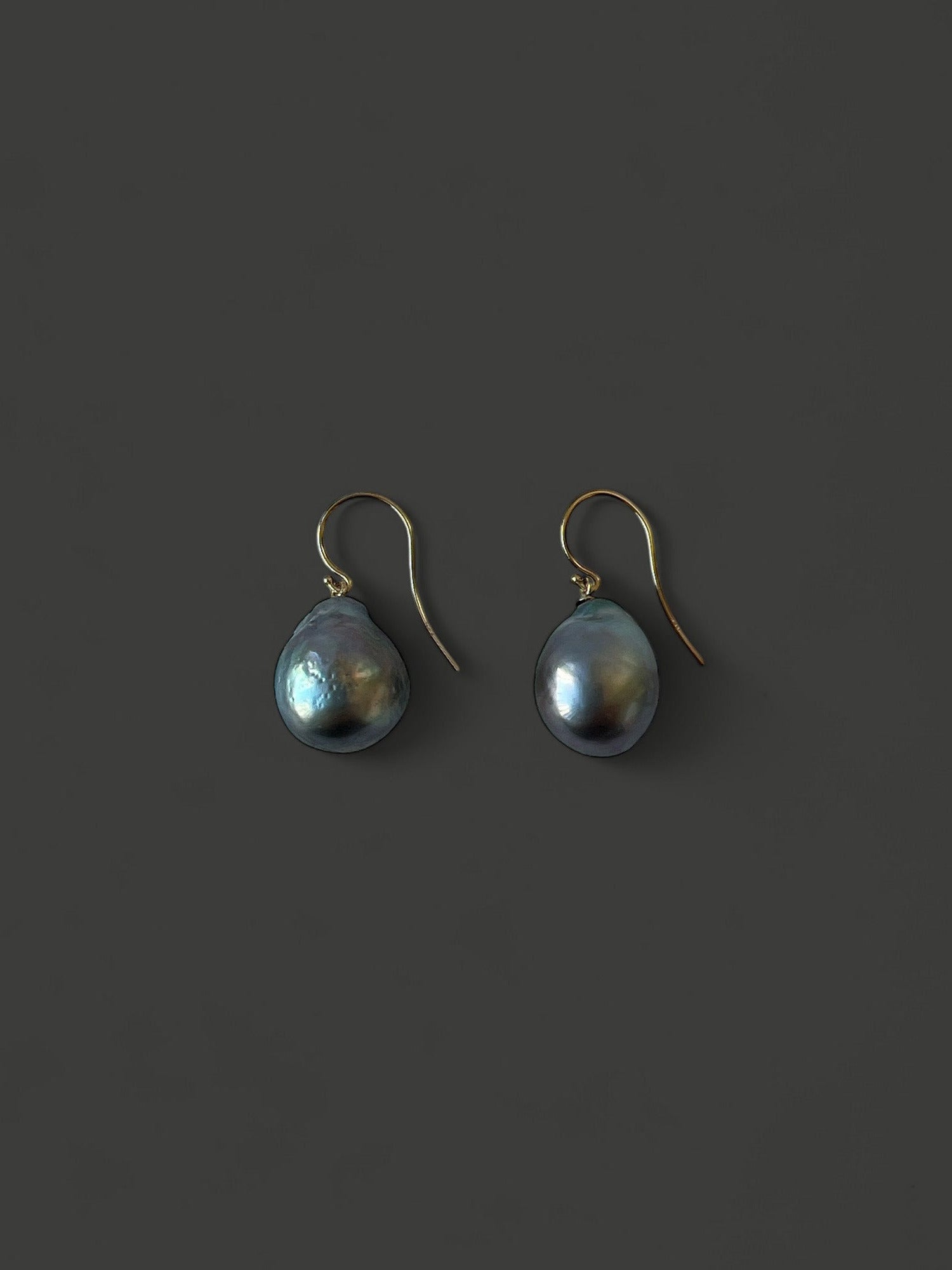 FE2 Large Black Baroque Tahitian Pearl Earrings