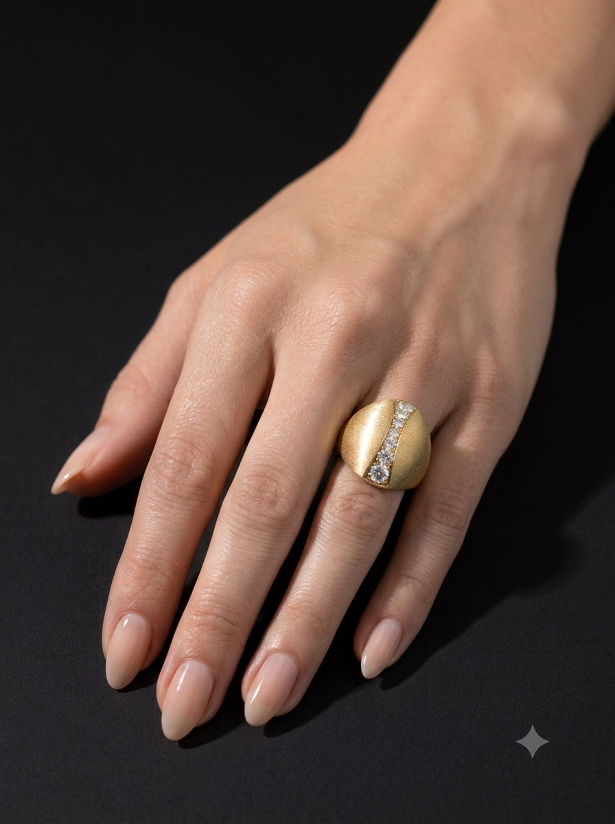 XVIII. 18kt Yellow Gold Grande Diamond Dome Ring