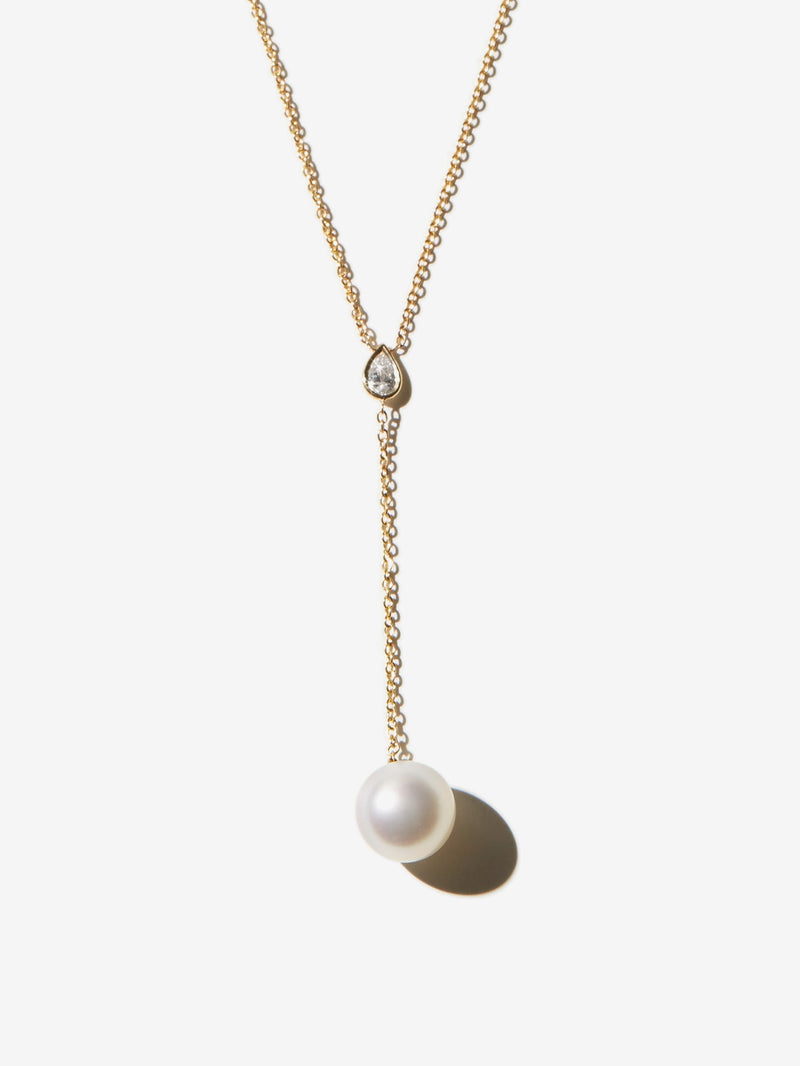 LN4 Sea of Beauty. South Sea Pearl and Pear Diamond Long Y Necklace