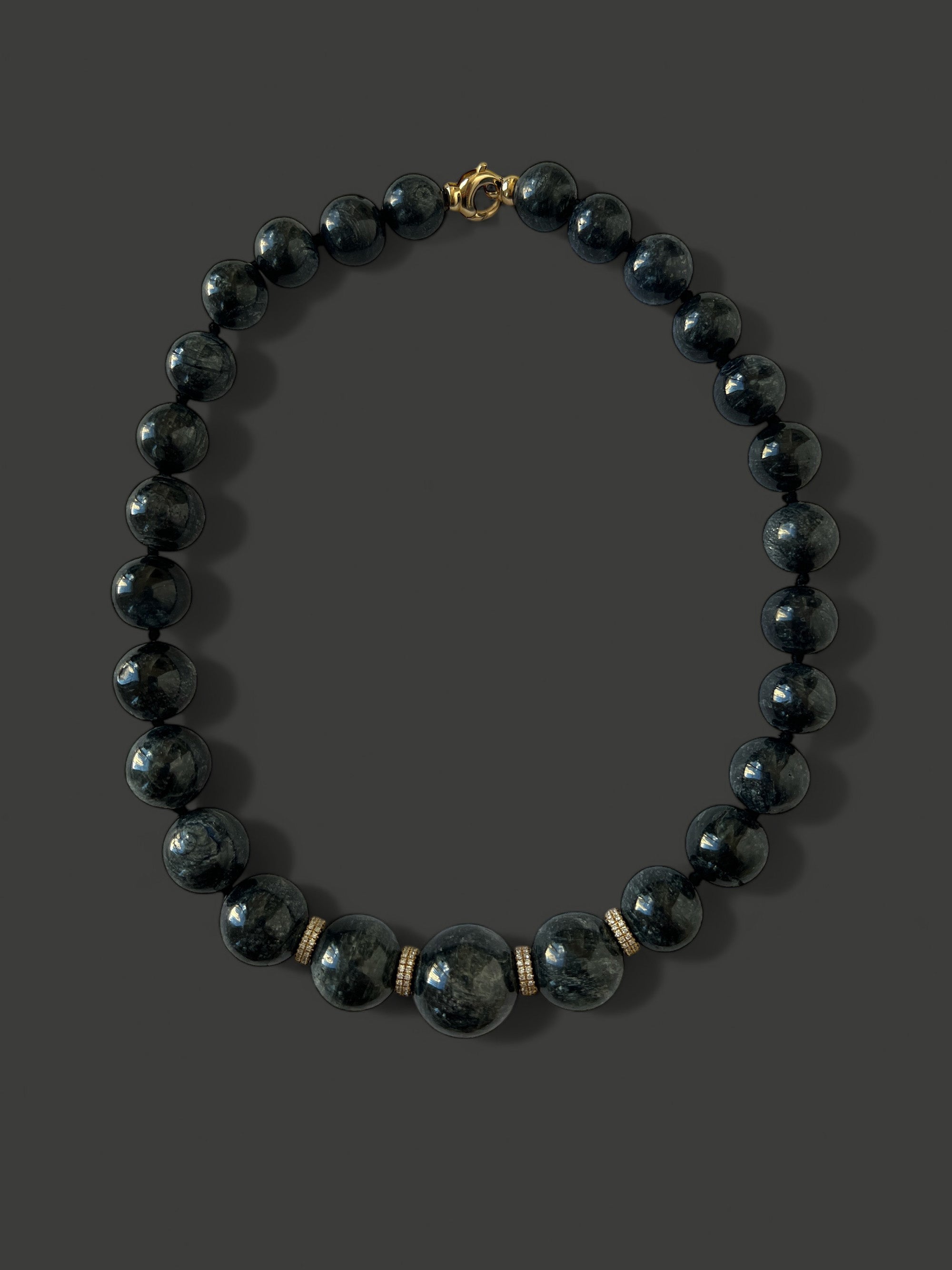 FN17 Cascading Dark Blue Sapphire and Diamond Ring Necklace