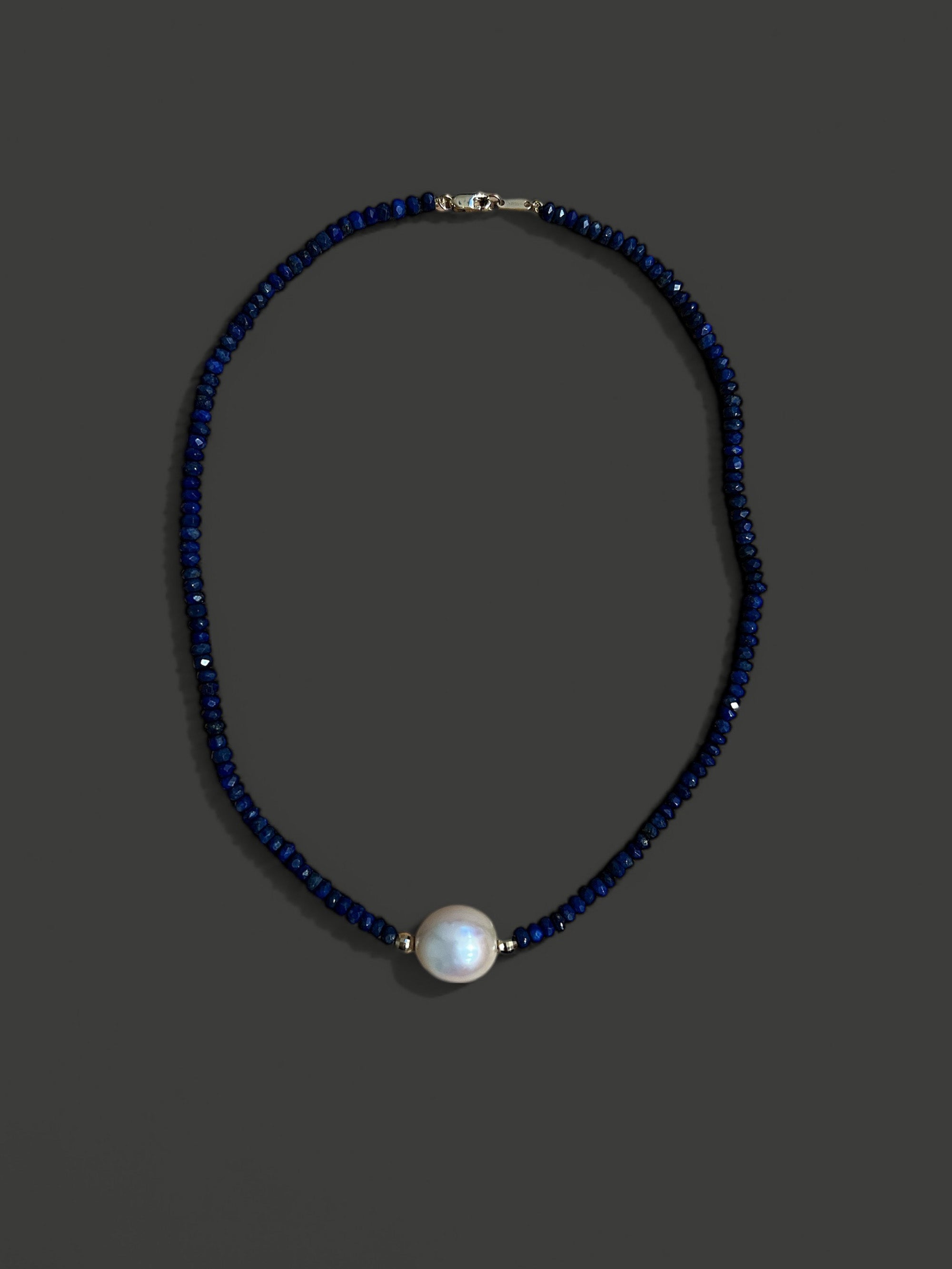 FN27 Lapis and White Freshwater Pearl Necklace