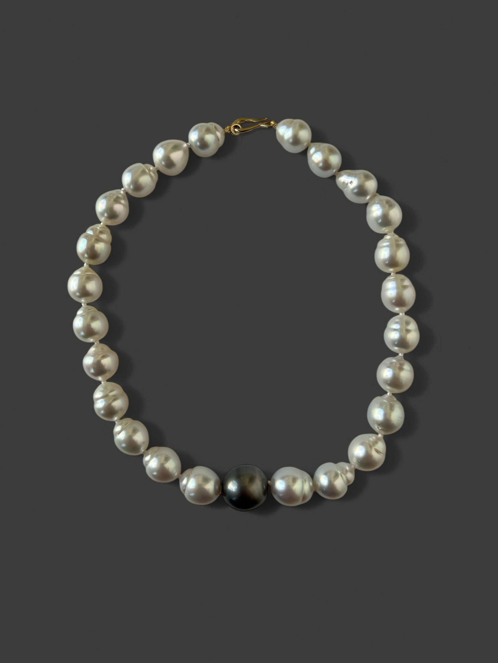 FN39 White South Sea And Black Tahitian Baroque Pearl Necklace