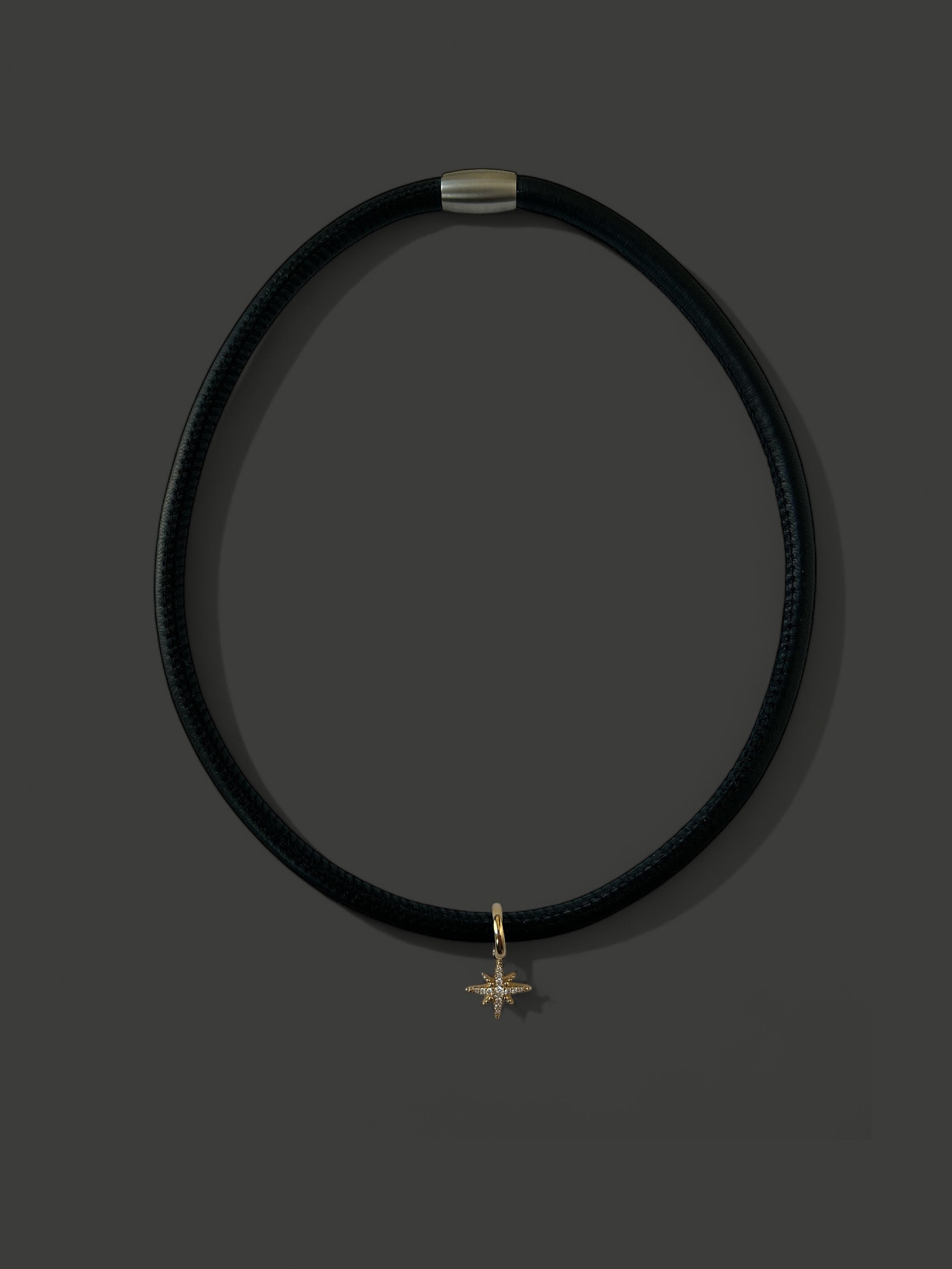 FN43 Medium Diamond Star Leather Necklace