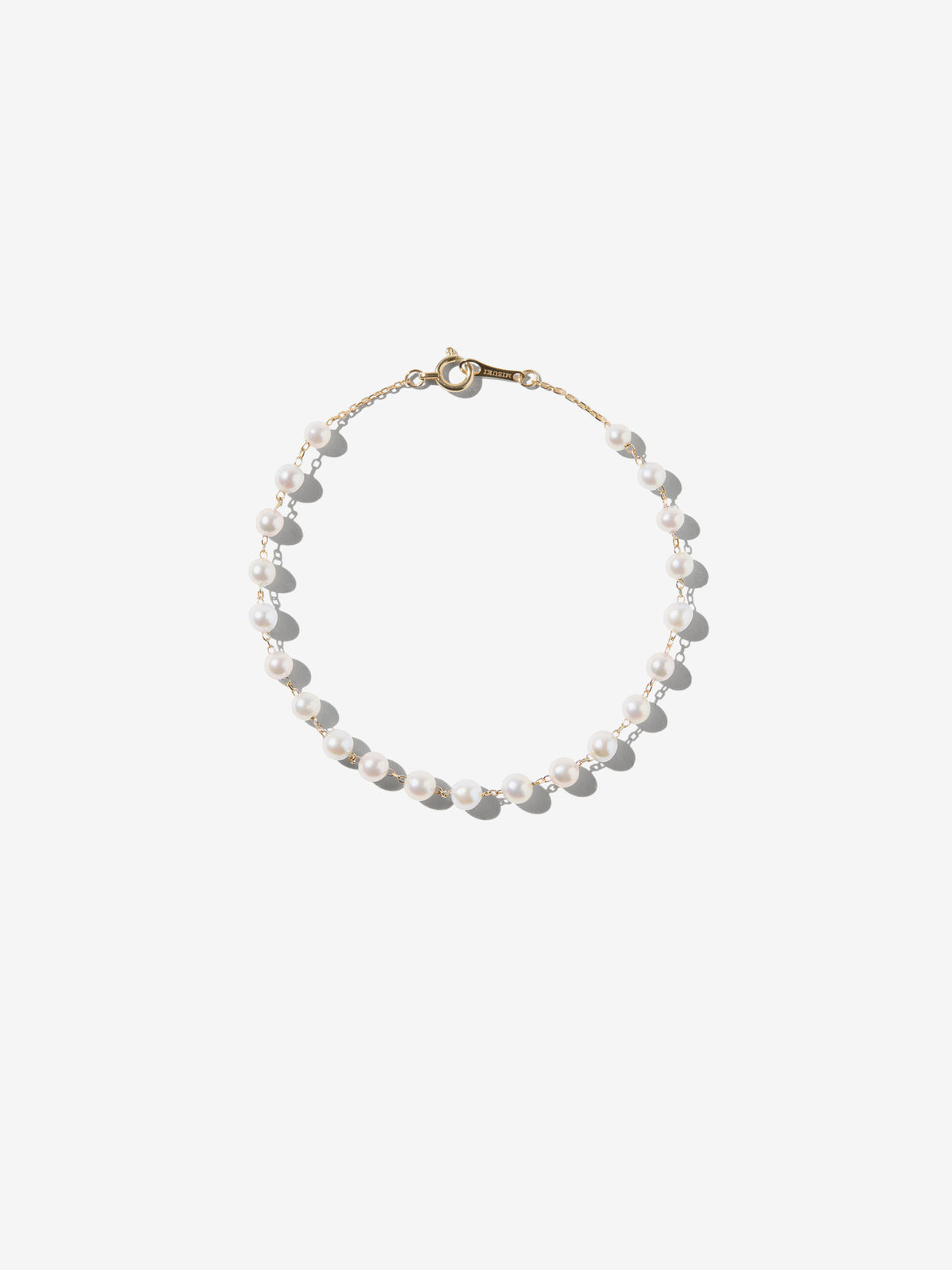 14kt Gold White Akoya Pearl All Around Bracelet
