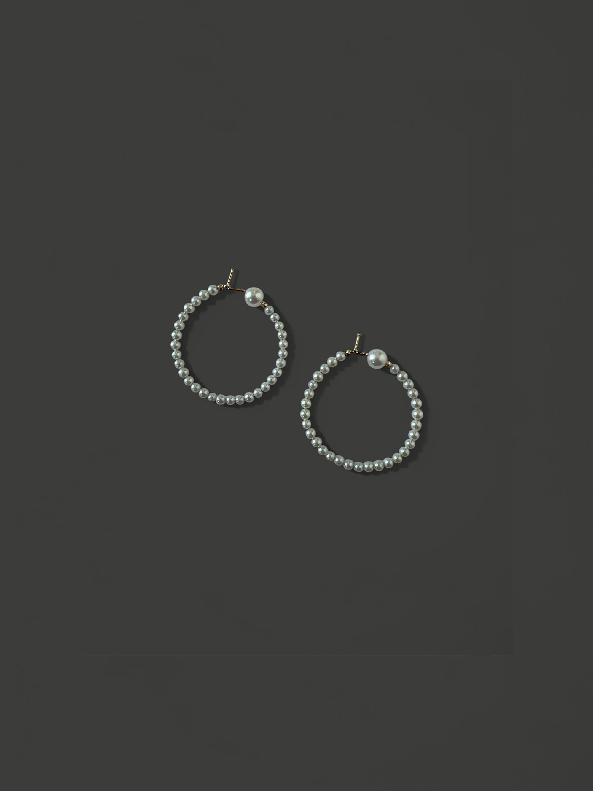 SBE212 Medium All Pearl Hoop Earrings