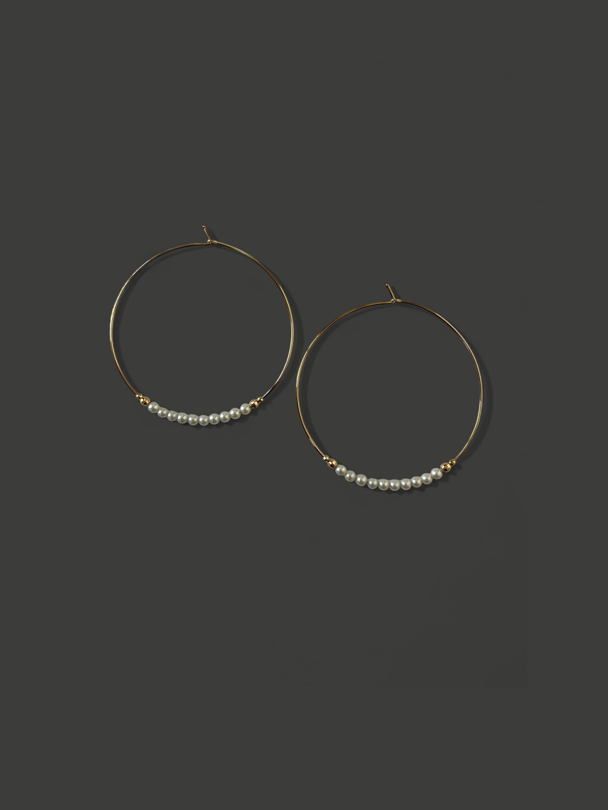 SBE216 Large Pearl Hoop Earrings