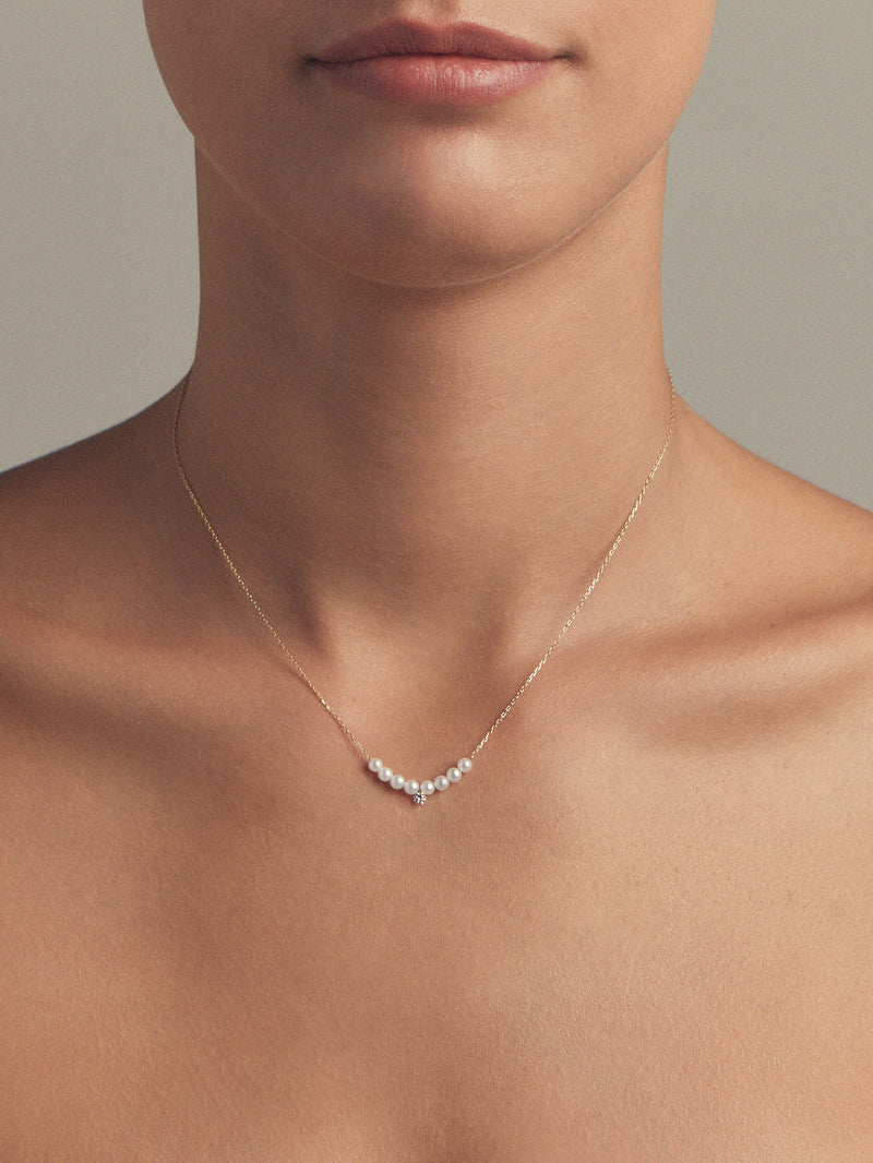 SBN299 Sea of Beauty. Pierced Diamond and Multi Pearl Necklace
