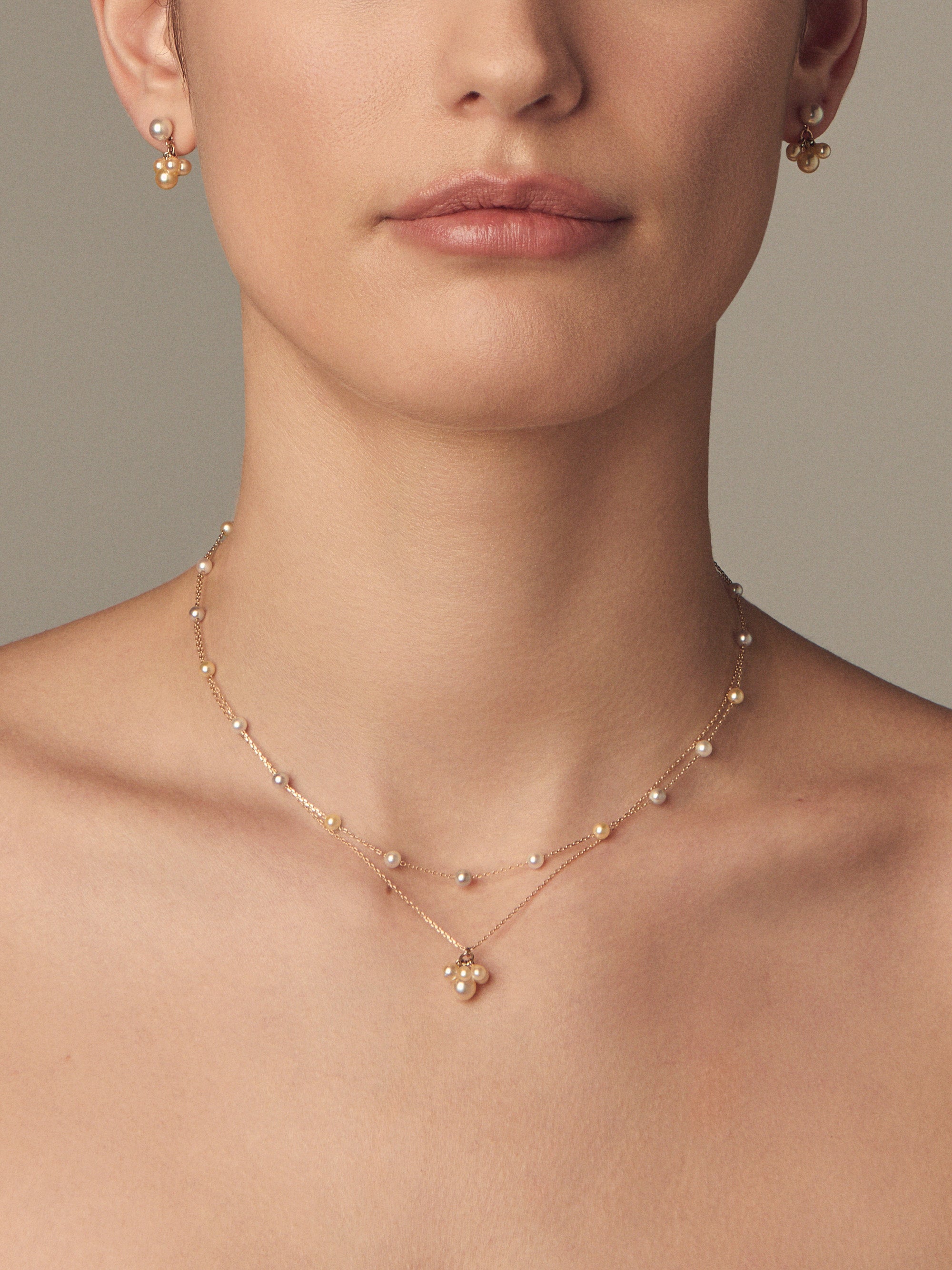 SBN332 Sea of Beauty. Candy Cluster Golden Akoya Pearl Necklace