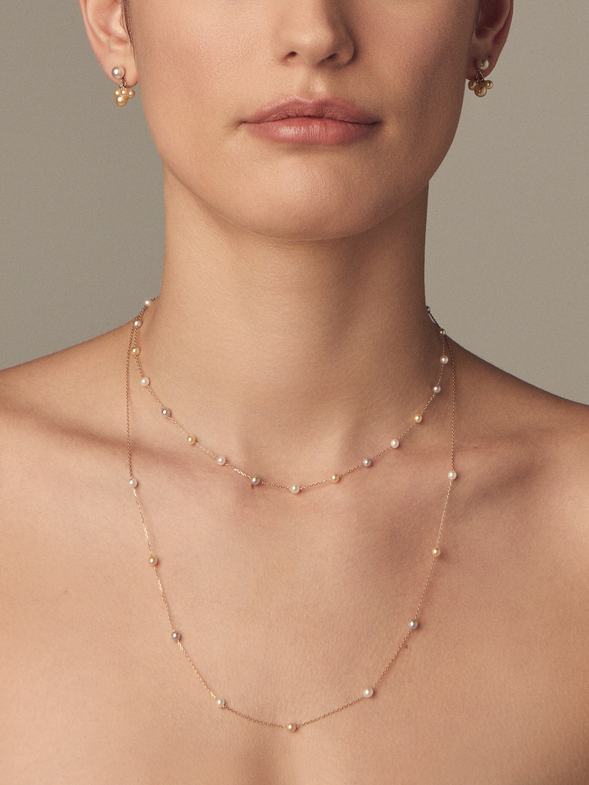 SBN344 Sea of Beauty. Multi Candy Akoya Pearl Long Floating Necklace