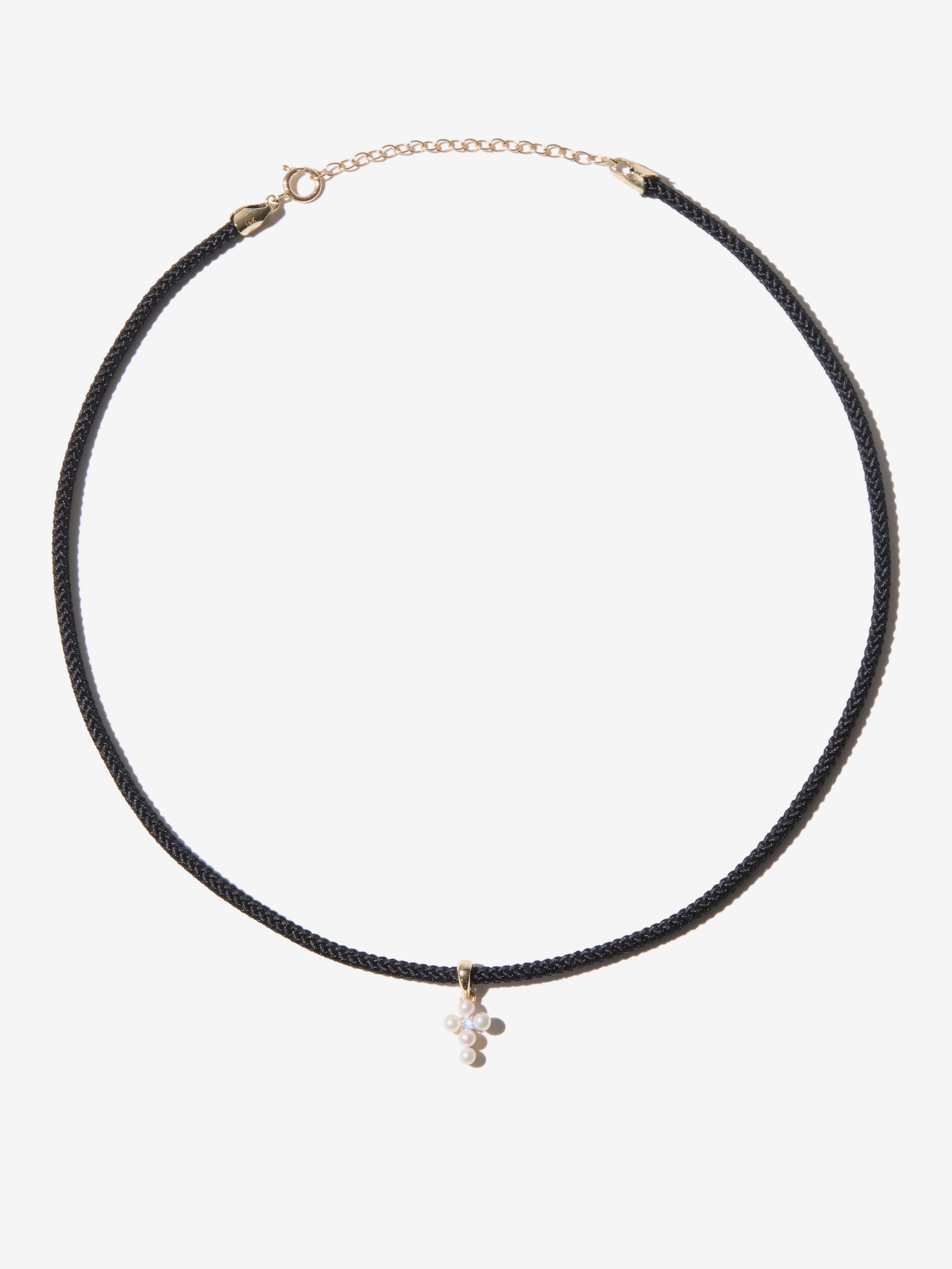 SK5X19 Sea of Beauty. Pearl and Diamond Cross Cord Necklace