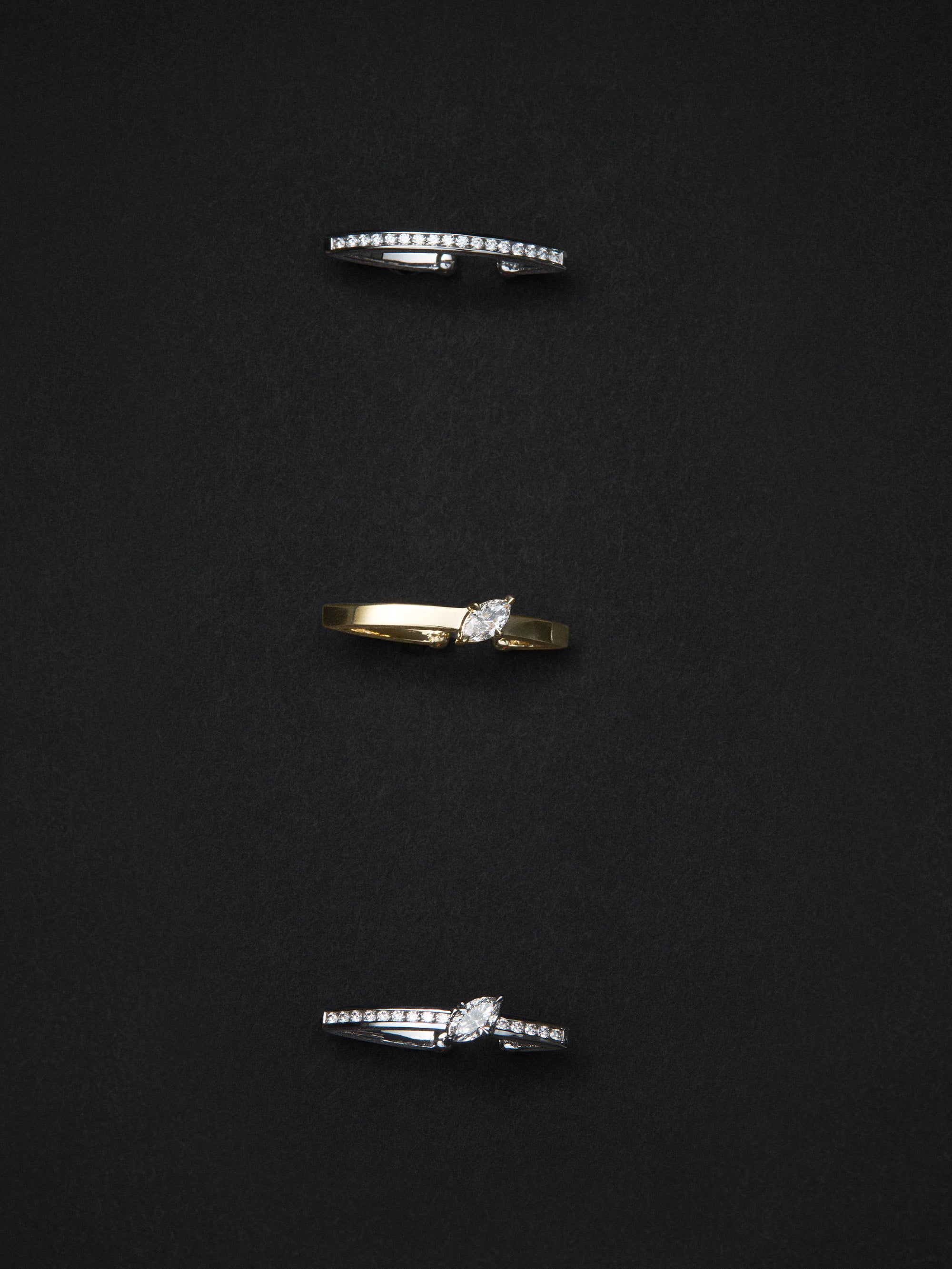 4E XVIII. Marquise Link White Gold and Channel Diamond Earcuff