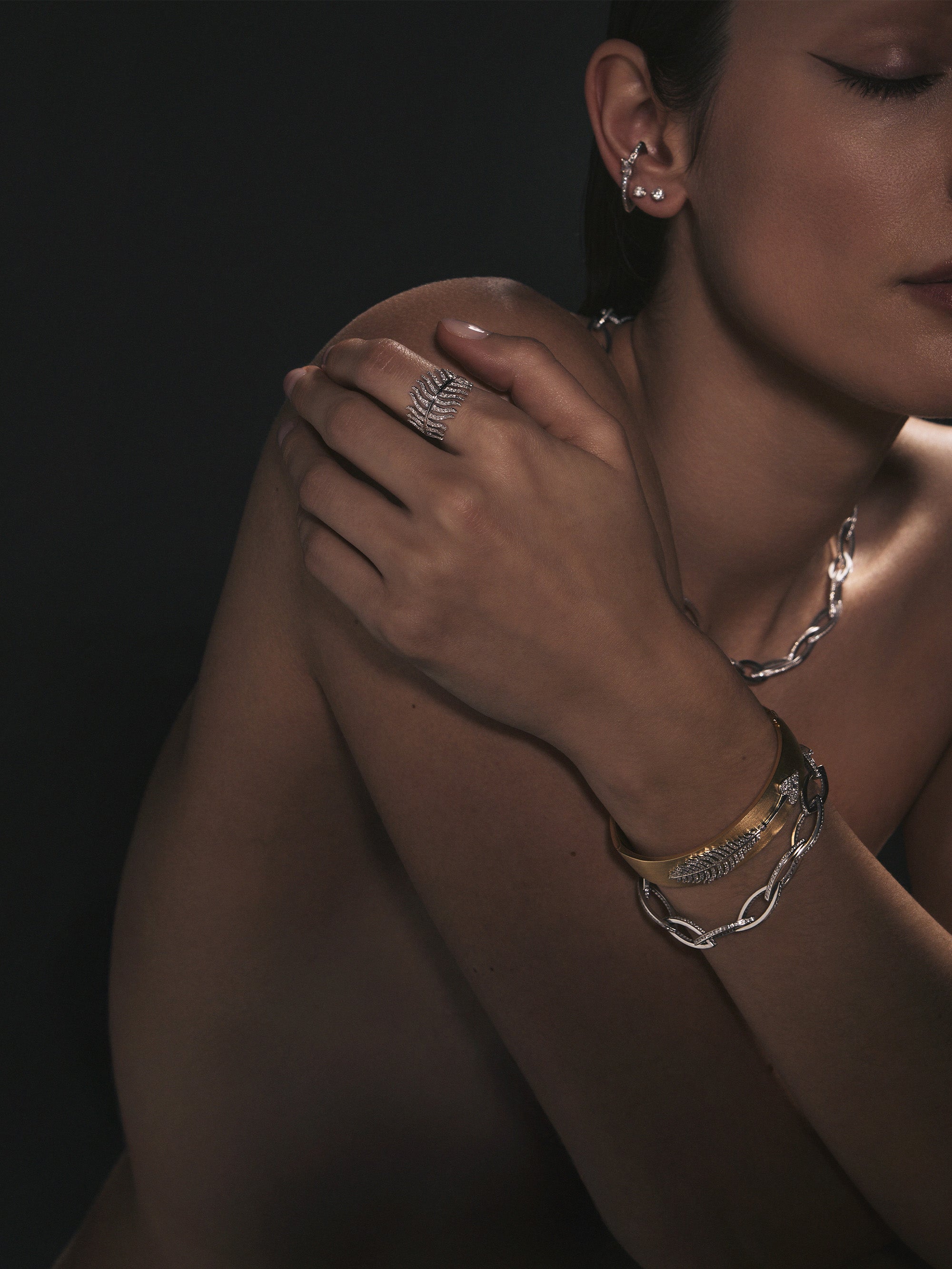 1-2B XVIII. Marquise Link Gold Channel Diamond Bracelet