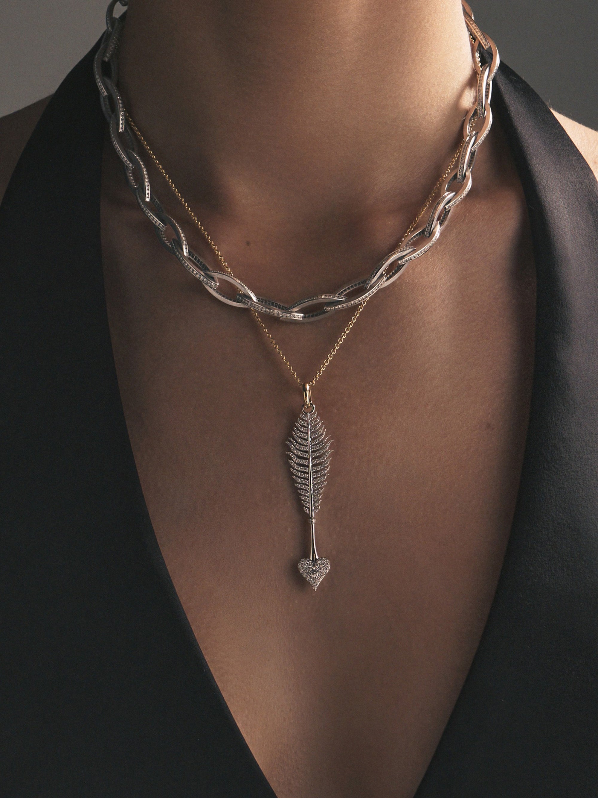 2N XVIII. Grande Marquise Link White Gold Channel Diamond Necklace