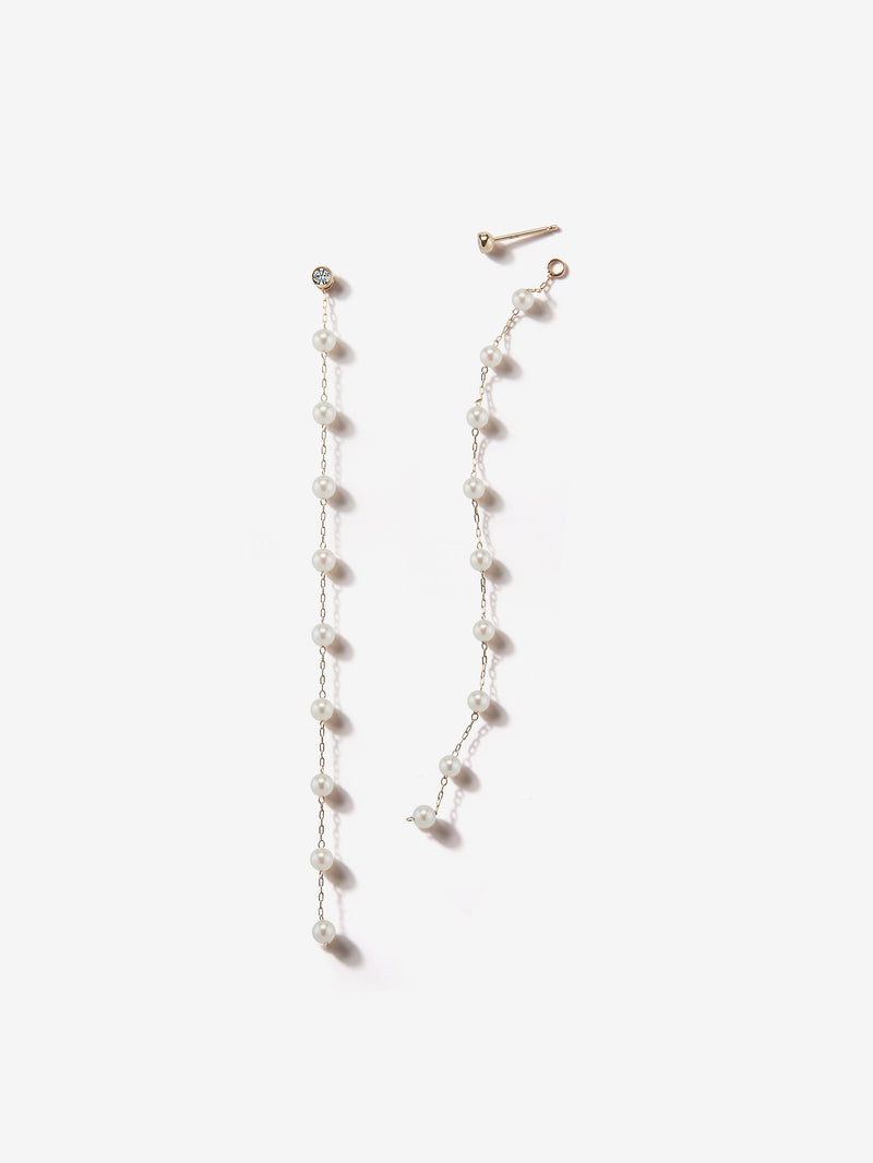 SBE177 Sea of Beauty. Hanging Chain White Pearl Earrings