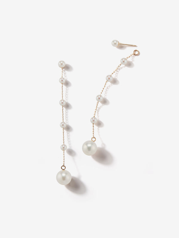 SBE183 Sea of Beauty. Pearl Stud with a Pearl Chain Drop Earrings