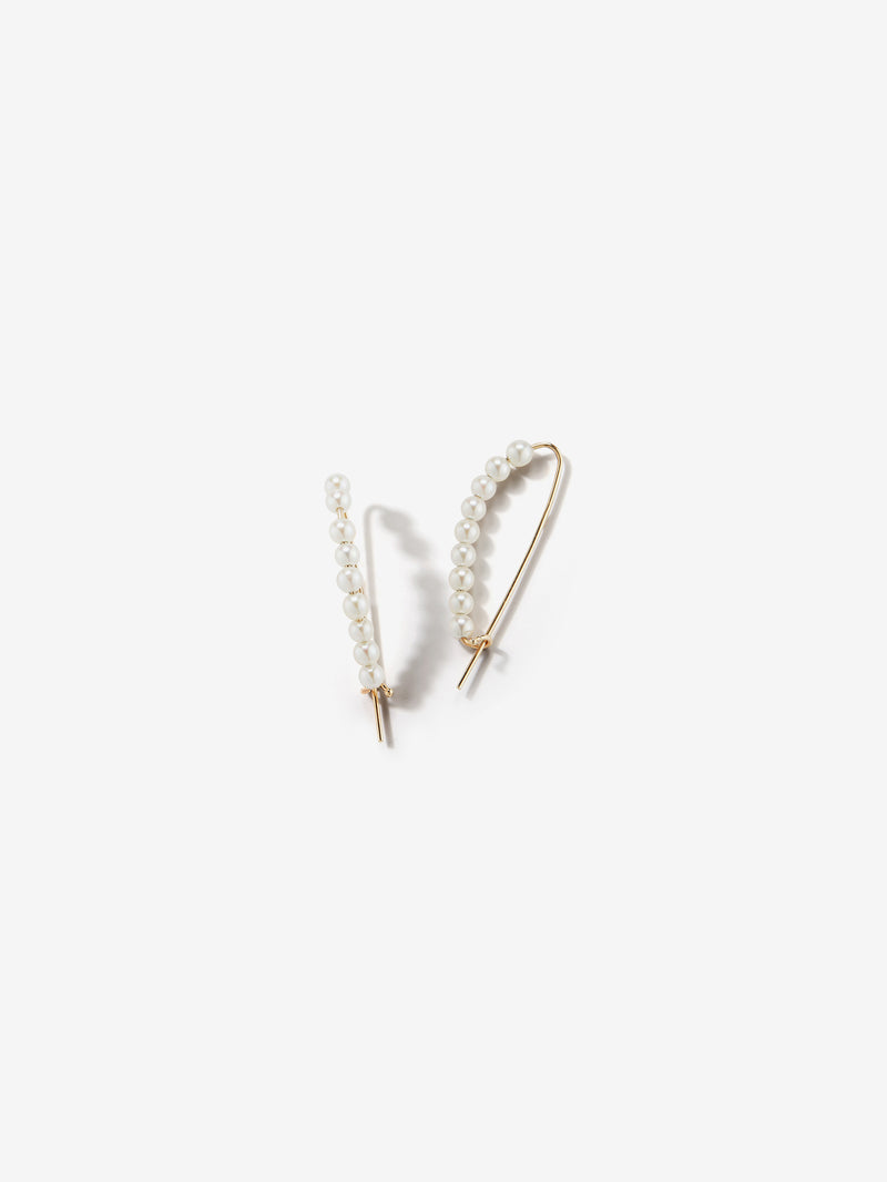 SBE206 Sea of Beauty. Small Pearl Long Safety Pin Earrings