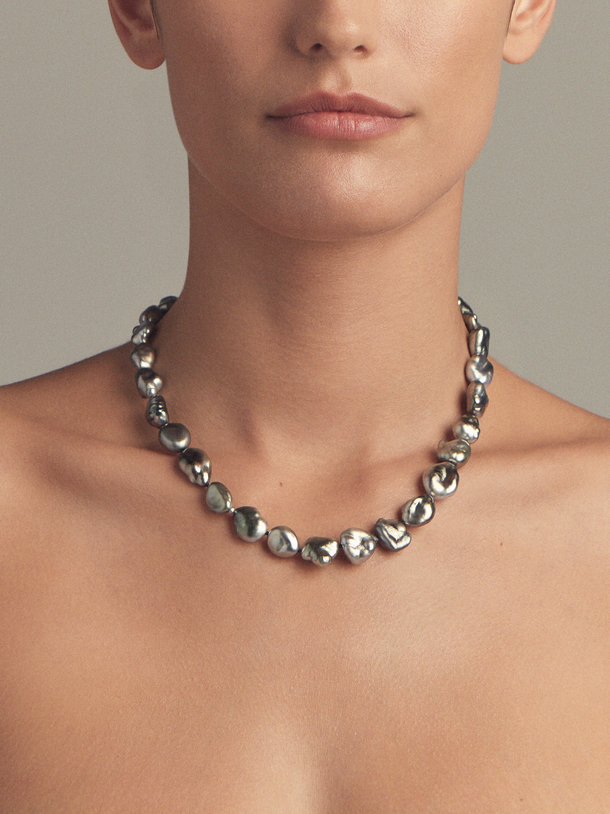 ST2 Large Black Tahitian Keshi Pearl Necklace