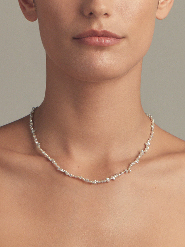 ST7 Small Grey Keshi Pearl Necklace