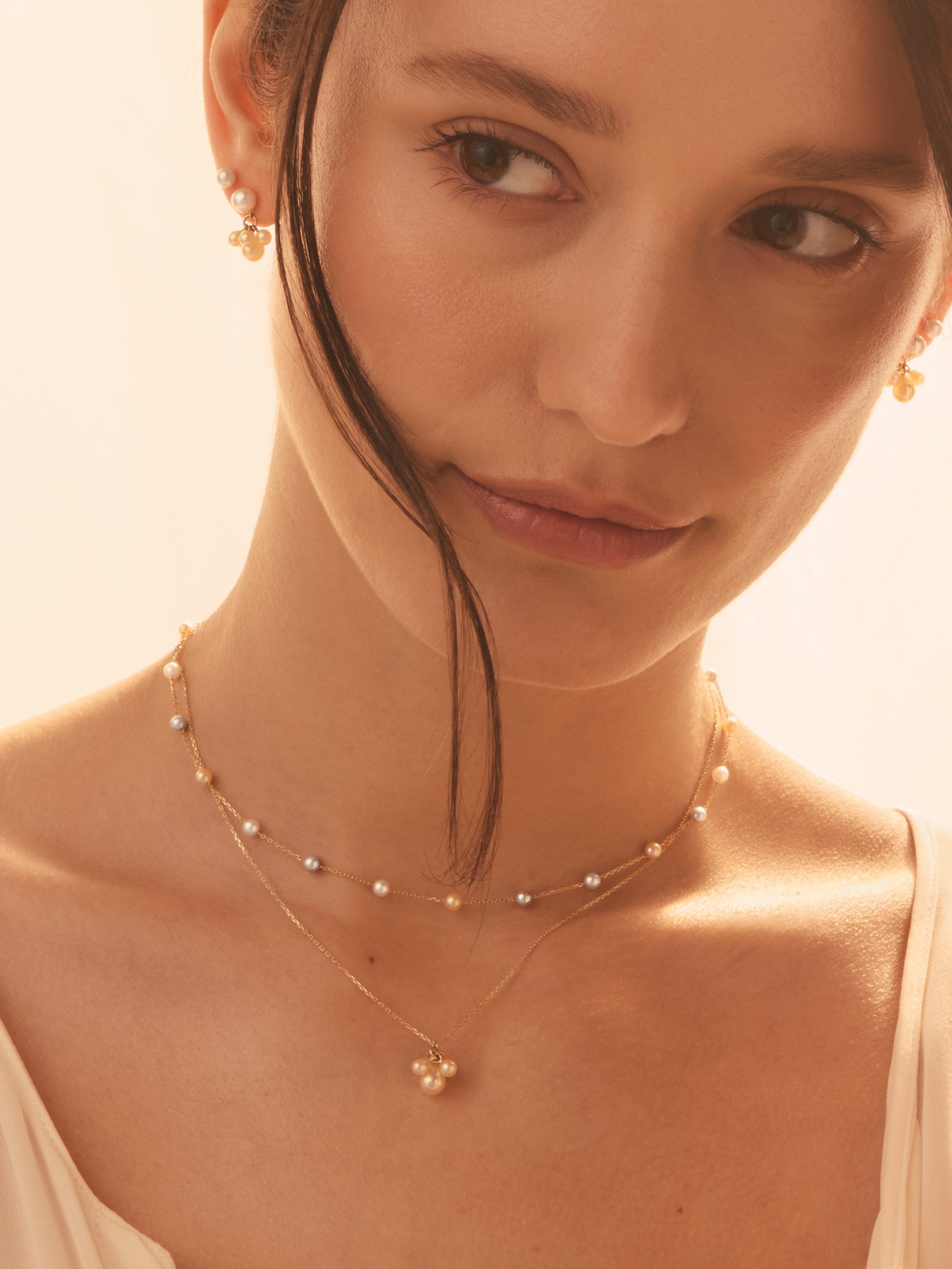 SBN332 Sea of Beauty. Candy Cluster Golden Akoya Pearl Necklace