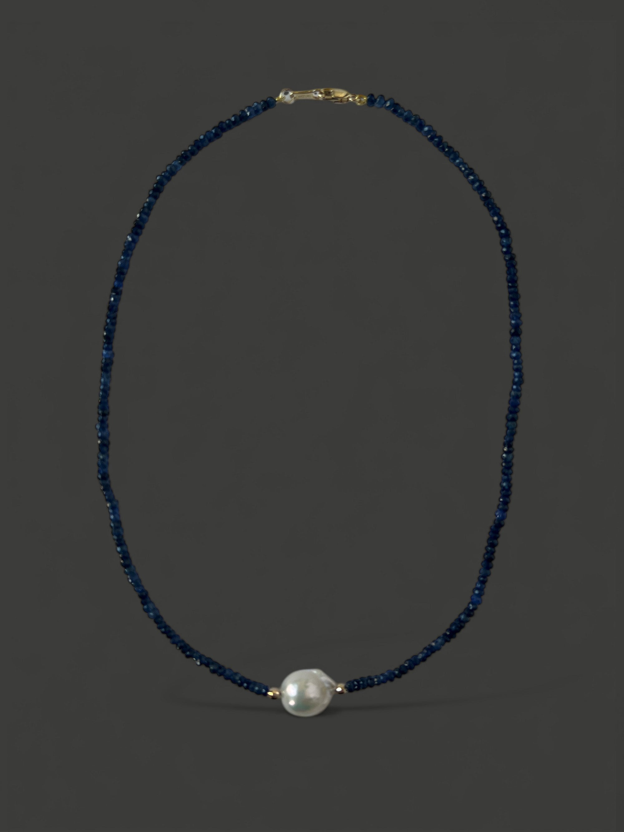 FN53 Blue Sapphire White Pearl Necklace