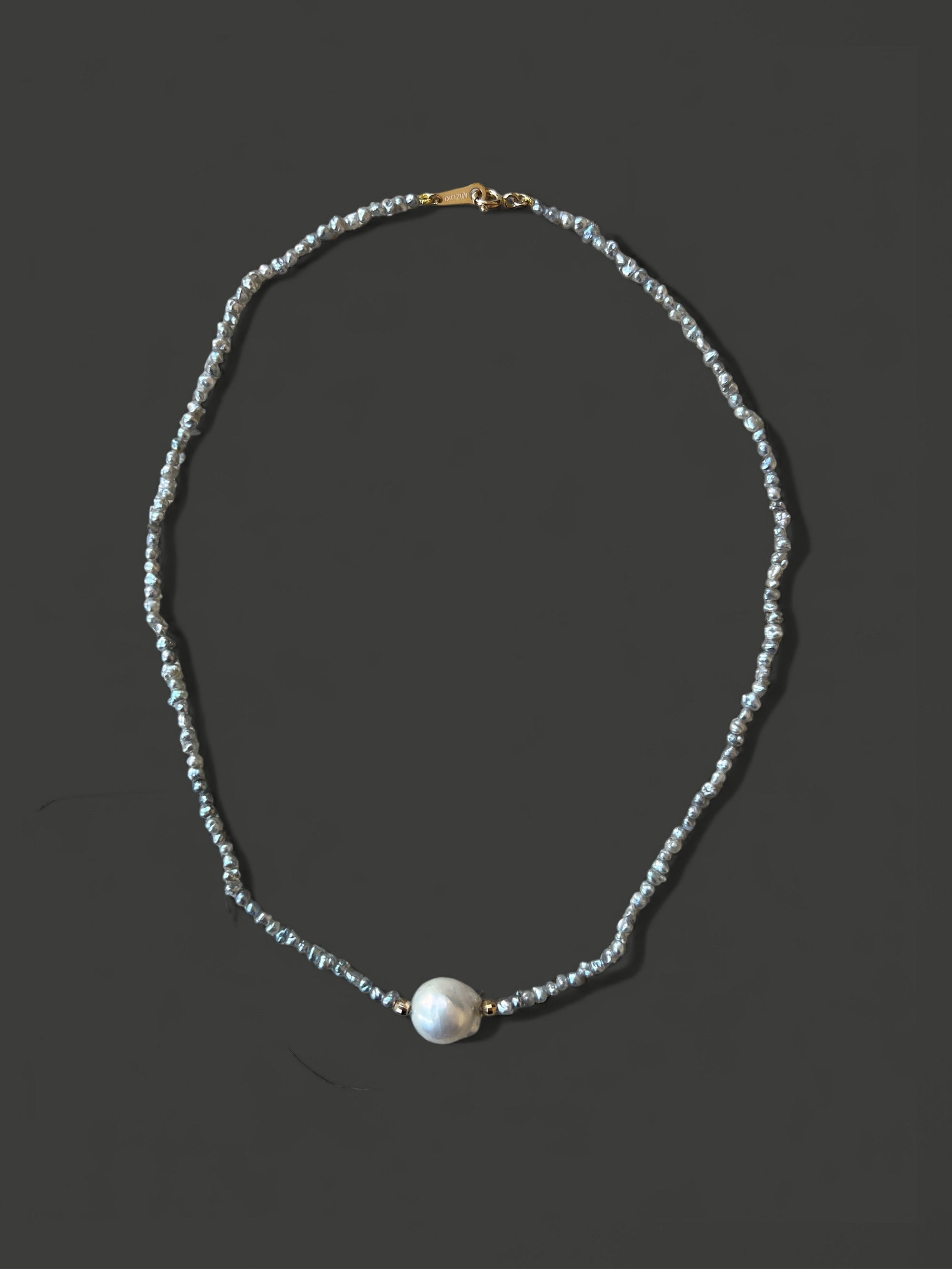 FN55 Grey Keshi and Pearl Necklace