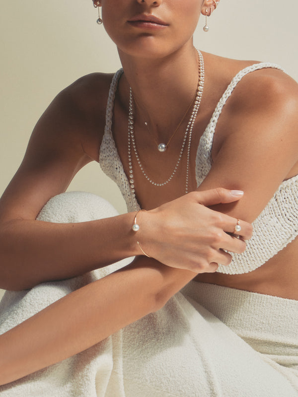 LN1 Sea of Beauty. South Sea Pearl and Pear Diamond Solitaire Necklace