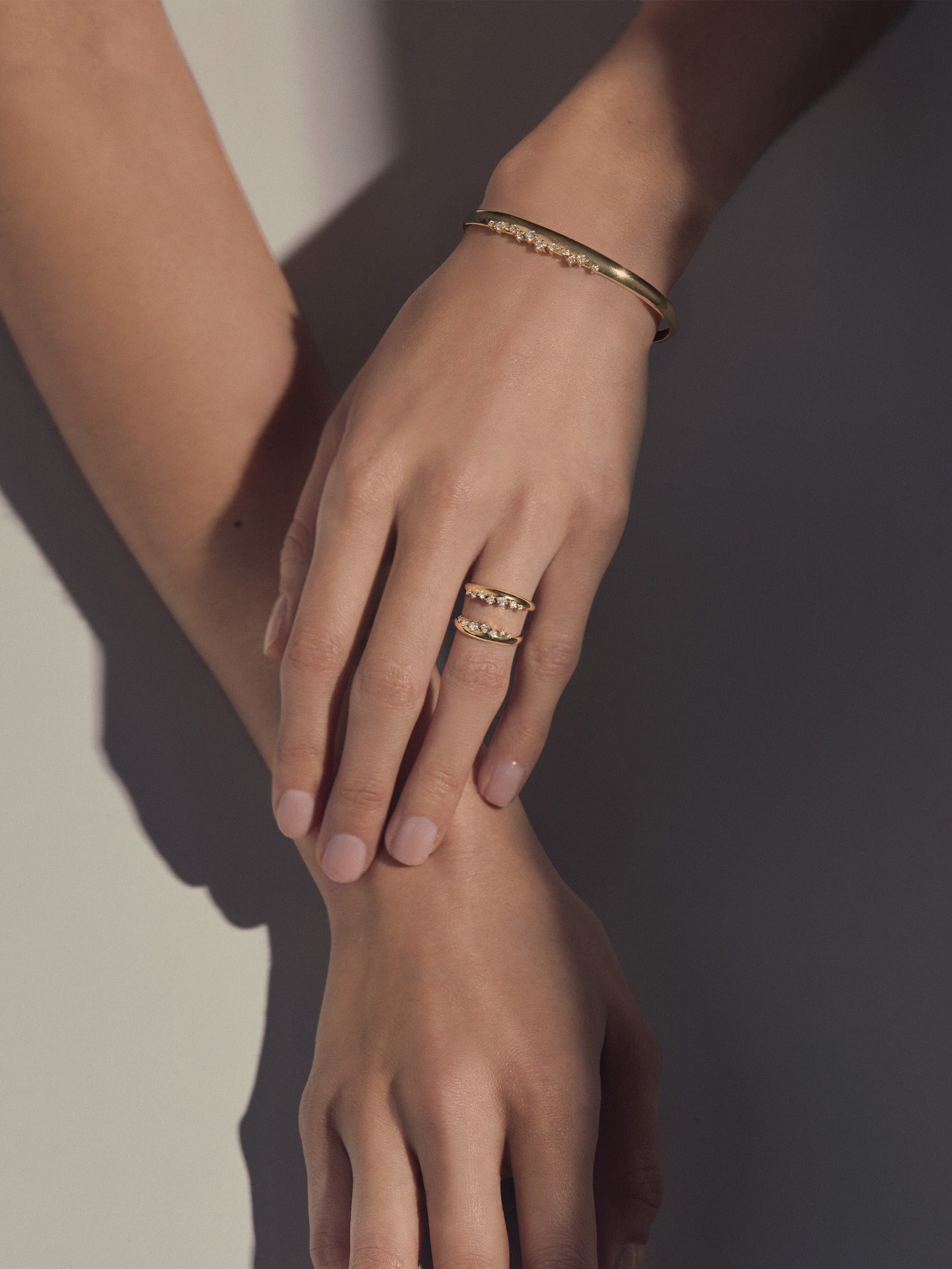 SBR115 Sea of Beauty. Gold and Diamond Double Mirage Ring