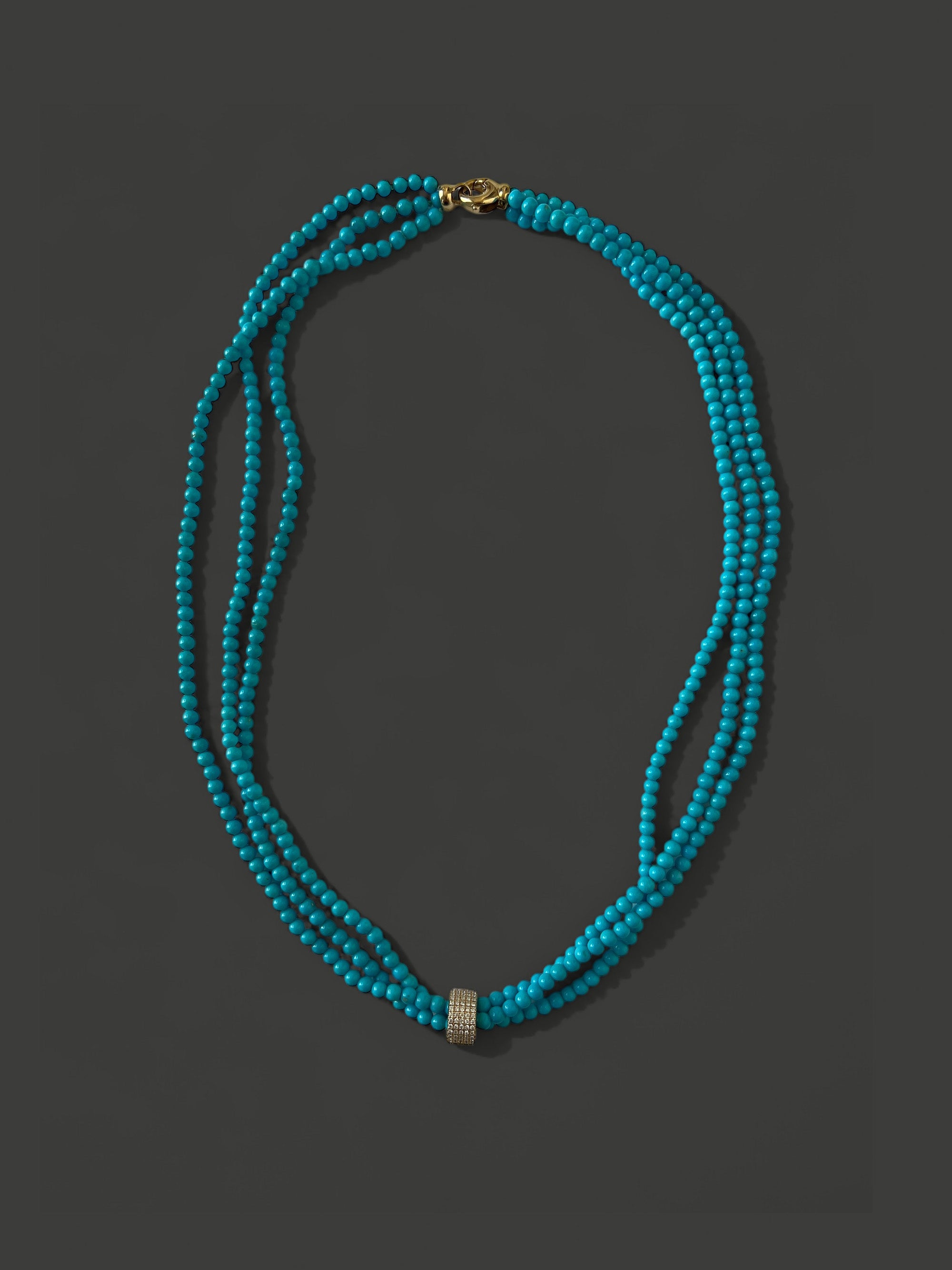 FN16 Multi Strand Turqouise And Diamond Slider Necklace