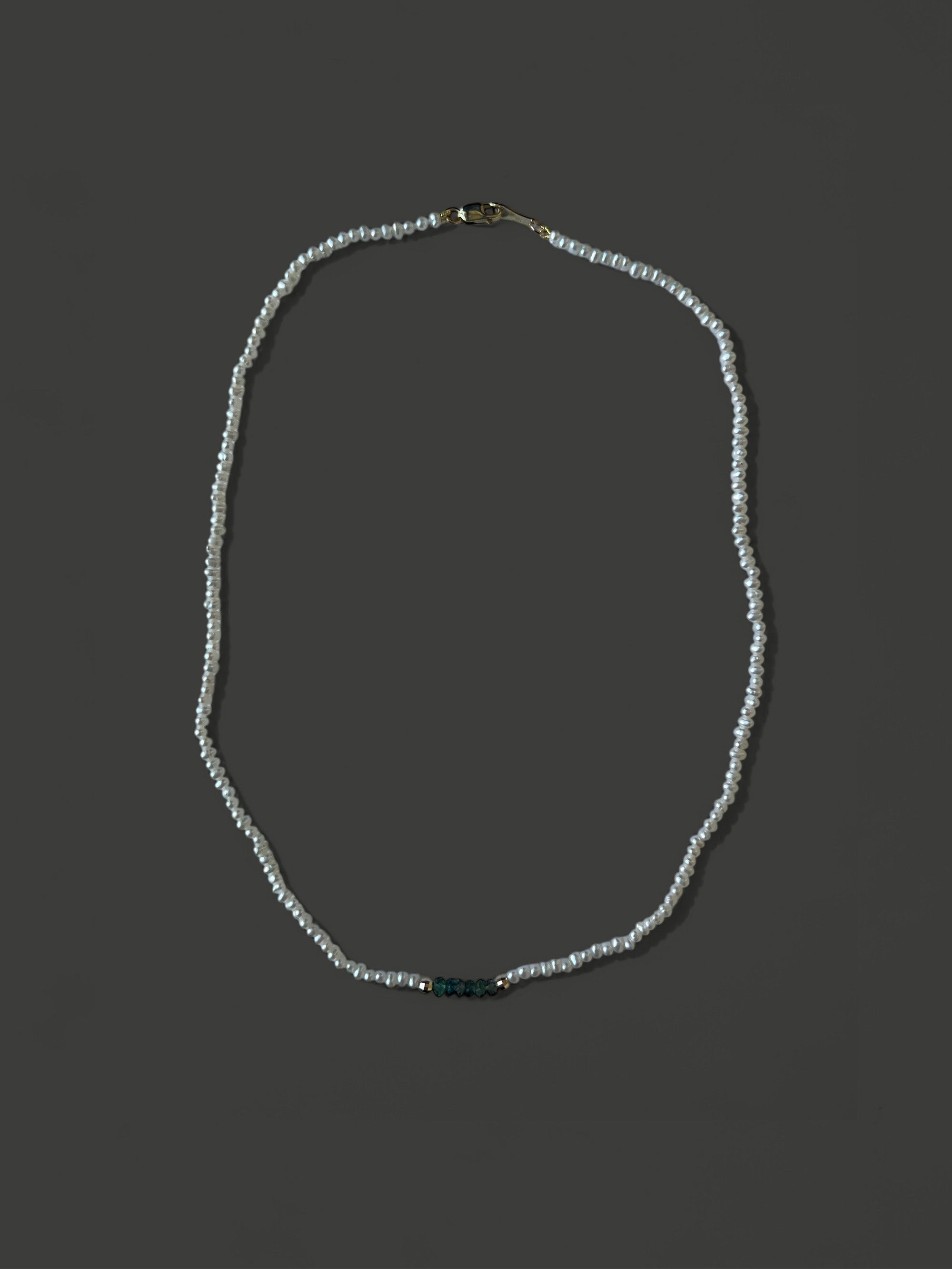 FN21 Dancing Pearl and Green Tourmaline Necklace