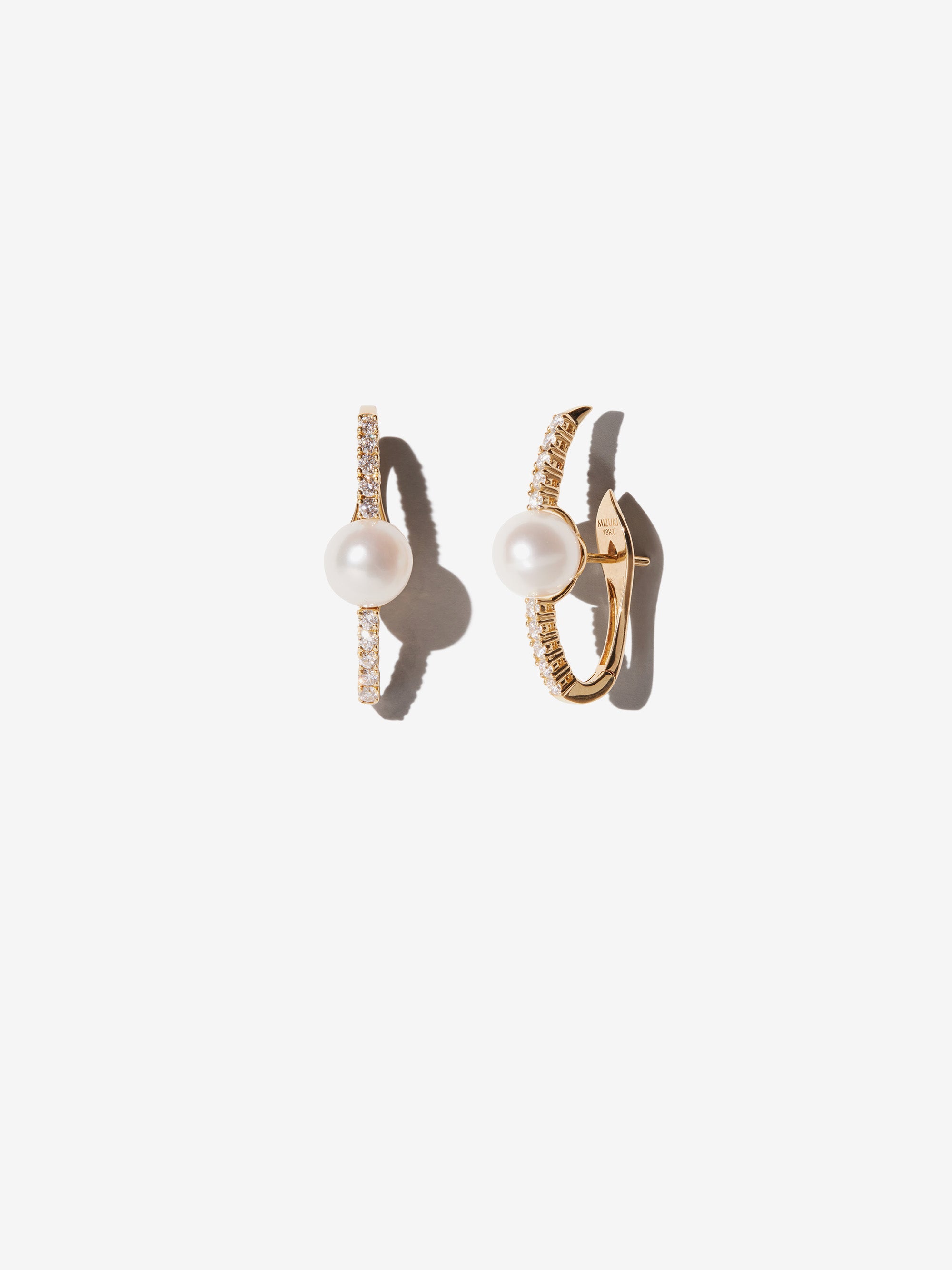 PE11 Prive. Akoya Pearl Diamond Bar Earrings