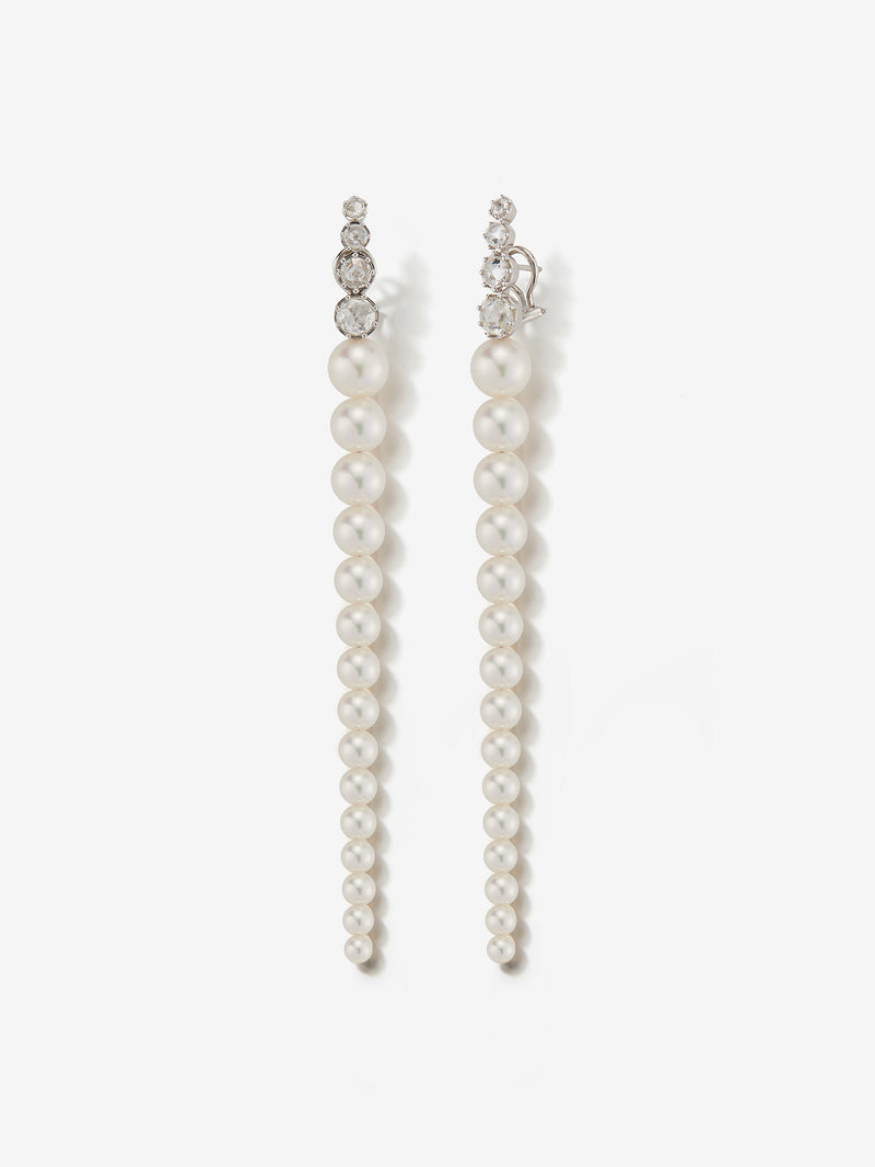 PE17   Prive Collection.  Dreamy Pearl Duster.  Pearl and Diamond Earrings