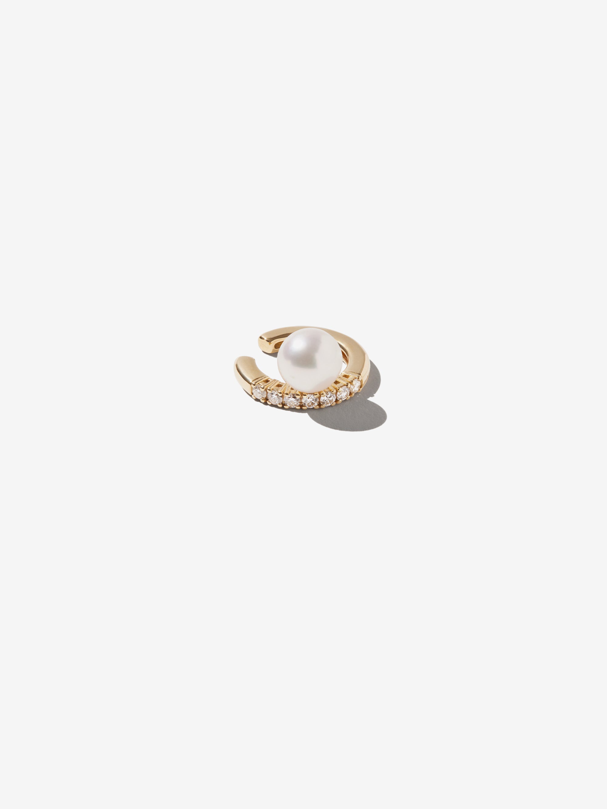 PE5 Prive. Offset Akoya Pearl with Diamond Ear Cuff