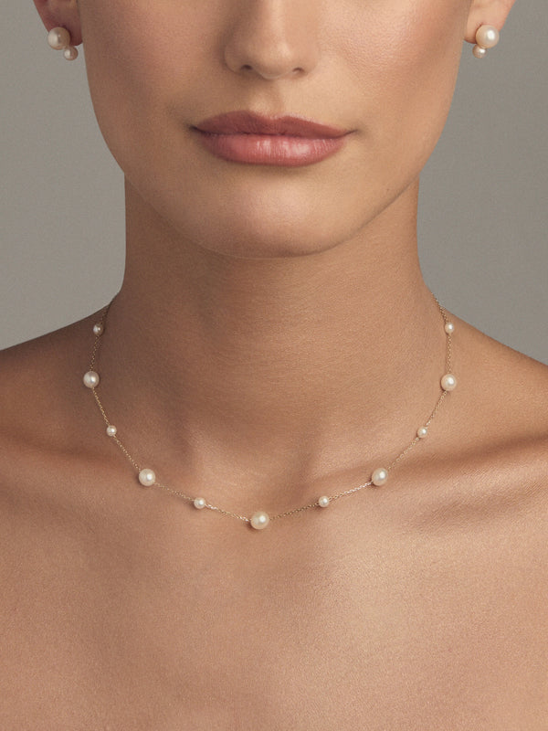 SBN318 Sea of Beauty. Floating Multi Pearl Necklace