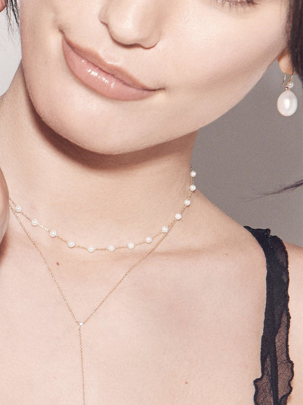 SBN149 Sea of Beauty. Floating Pearl Chain Necklace