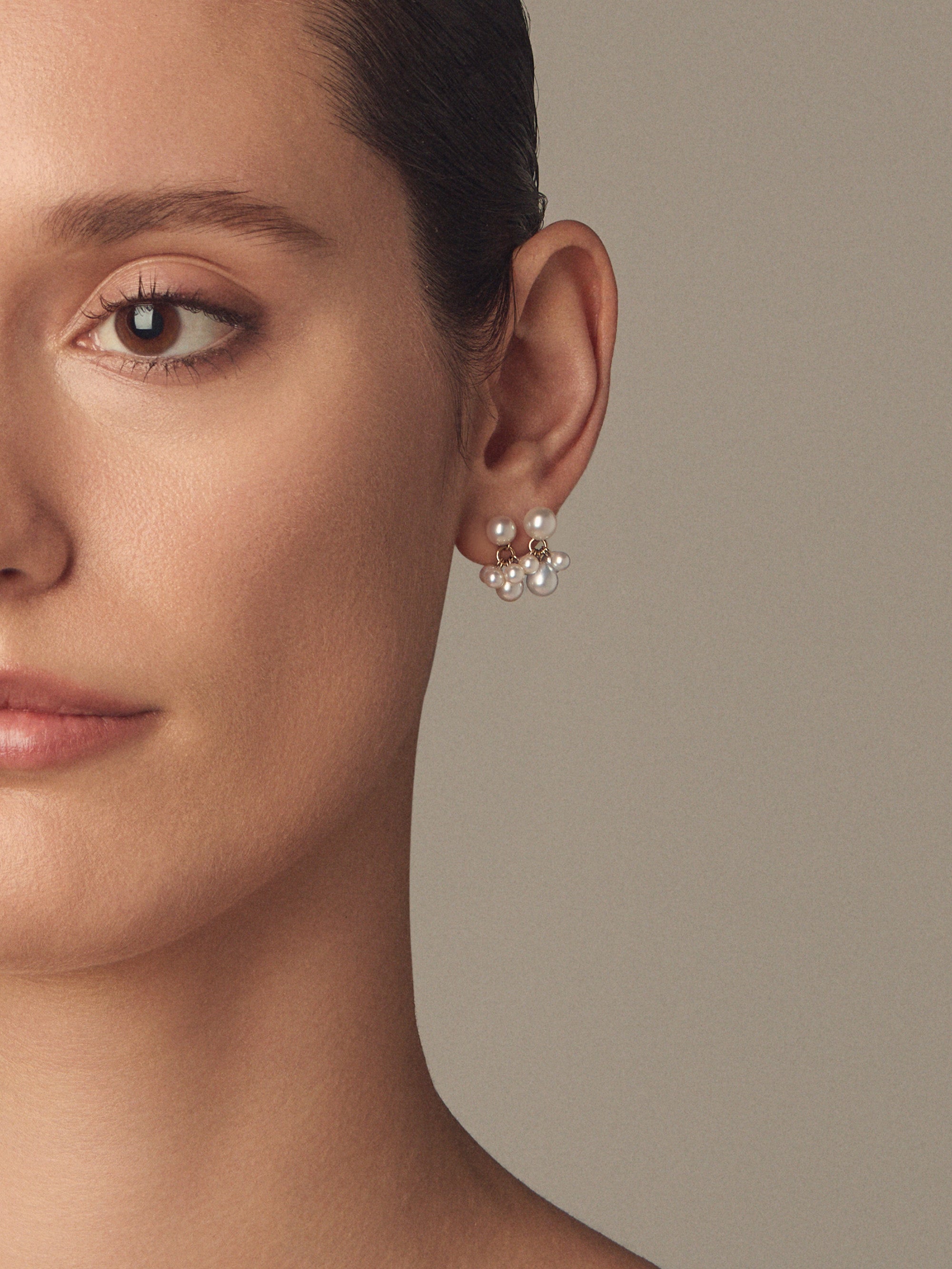 SBE444 Sea of Beauty. White Cluster Akoya Pearl Earring