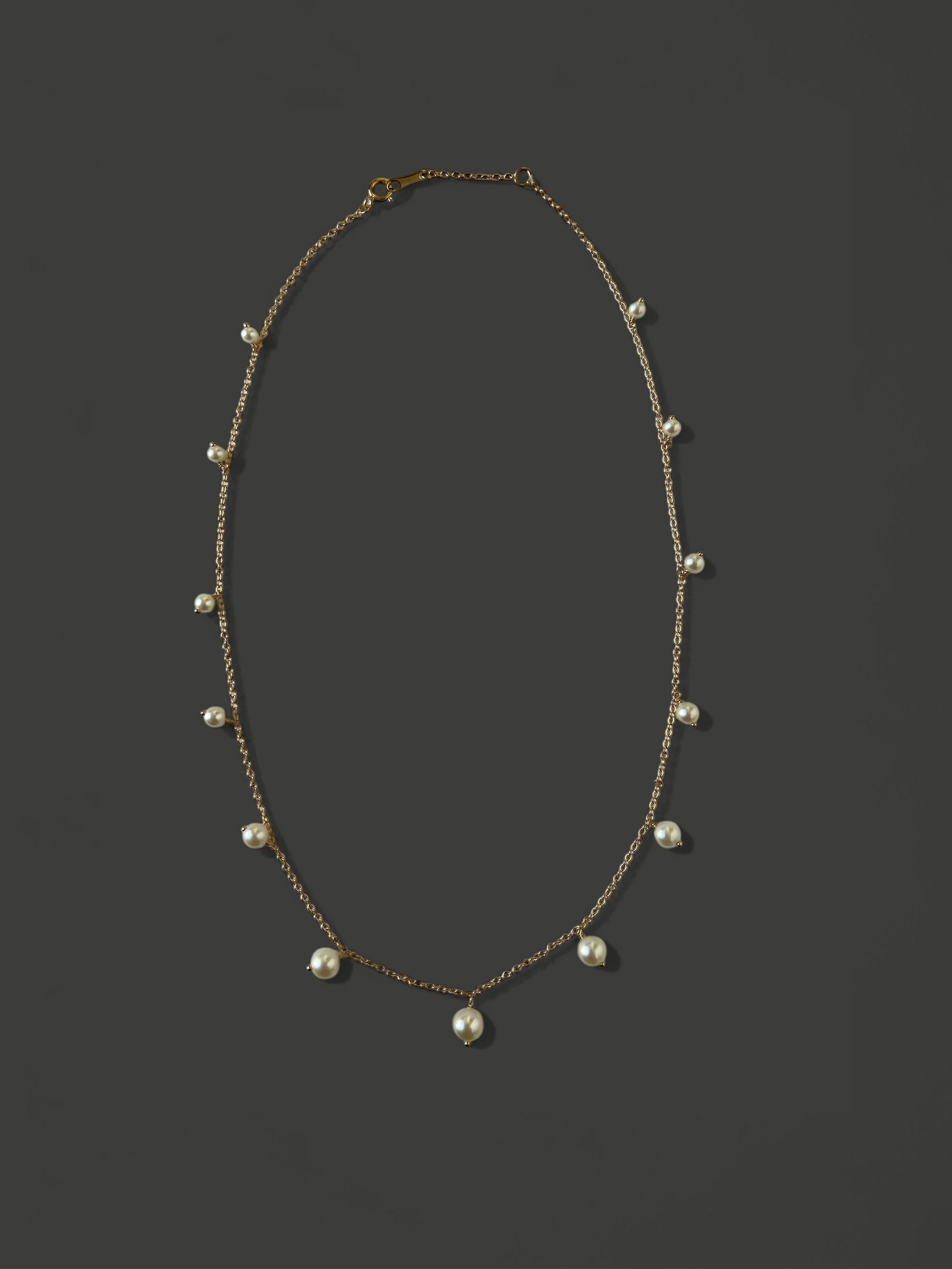 SBN234 Spaced Graduated Pearl Fringe Necklace