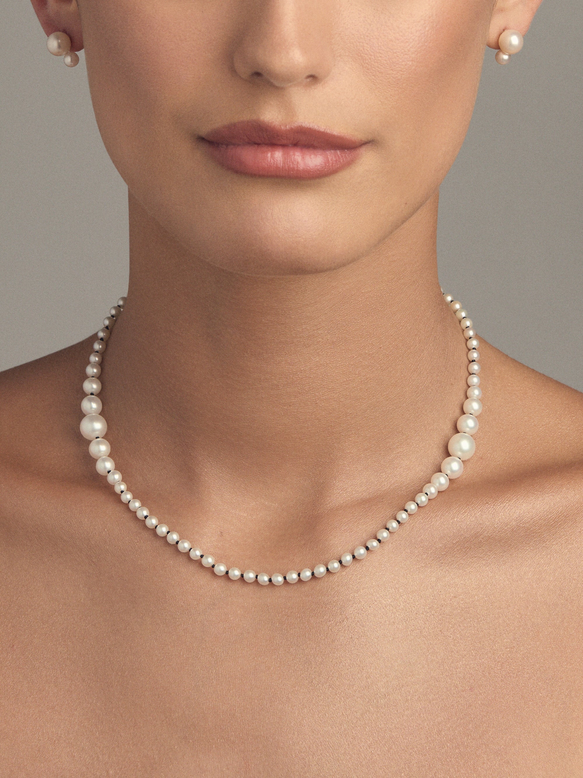 SBN320B Sea of Beauty. Double Cascading Knotted Pearl Necklace