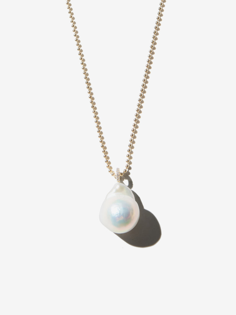Sea of Beauty Collection. Medium Ballchain with Diamond Baroque Pearl Necklace SBN264X20