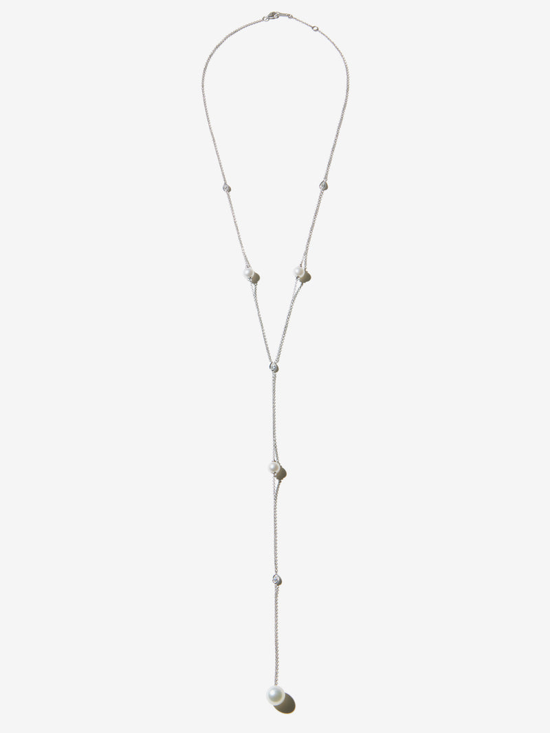 Sea of Beauty Luxe. Floating Pearl and Pear Diamond Y Necklace SBN294W