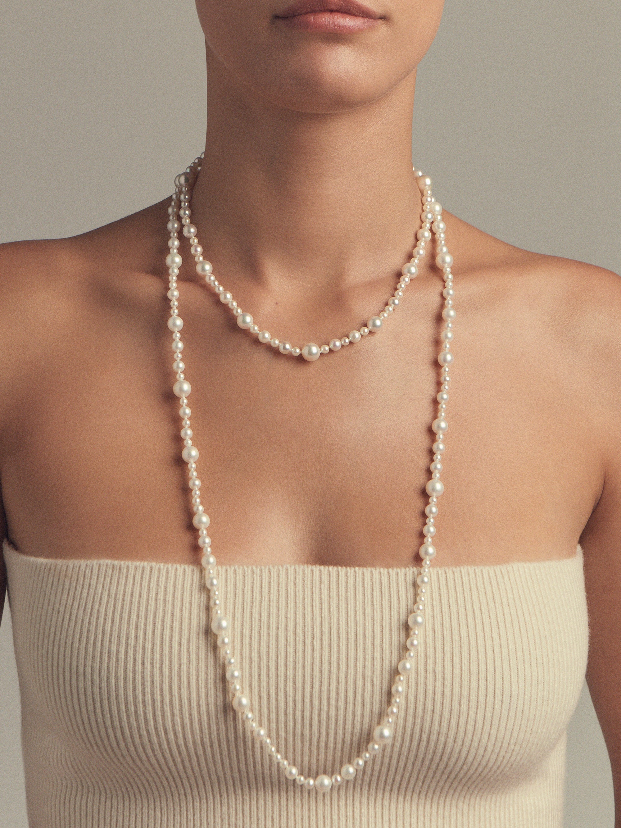 SBN302 Sea of Beauty. Long Bubble Pearl Necklace