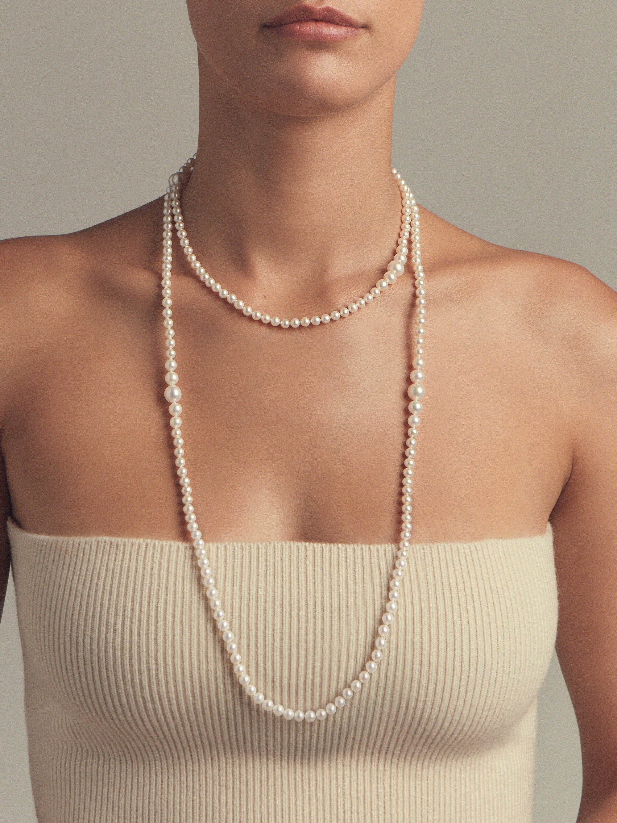 SBN304 Sea of Beauty. Long Cascading Pearl Necklace