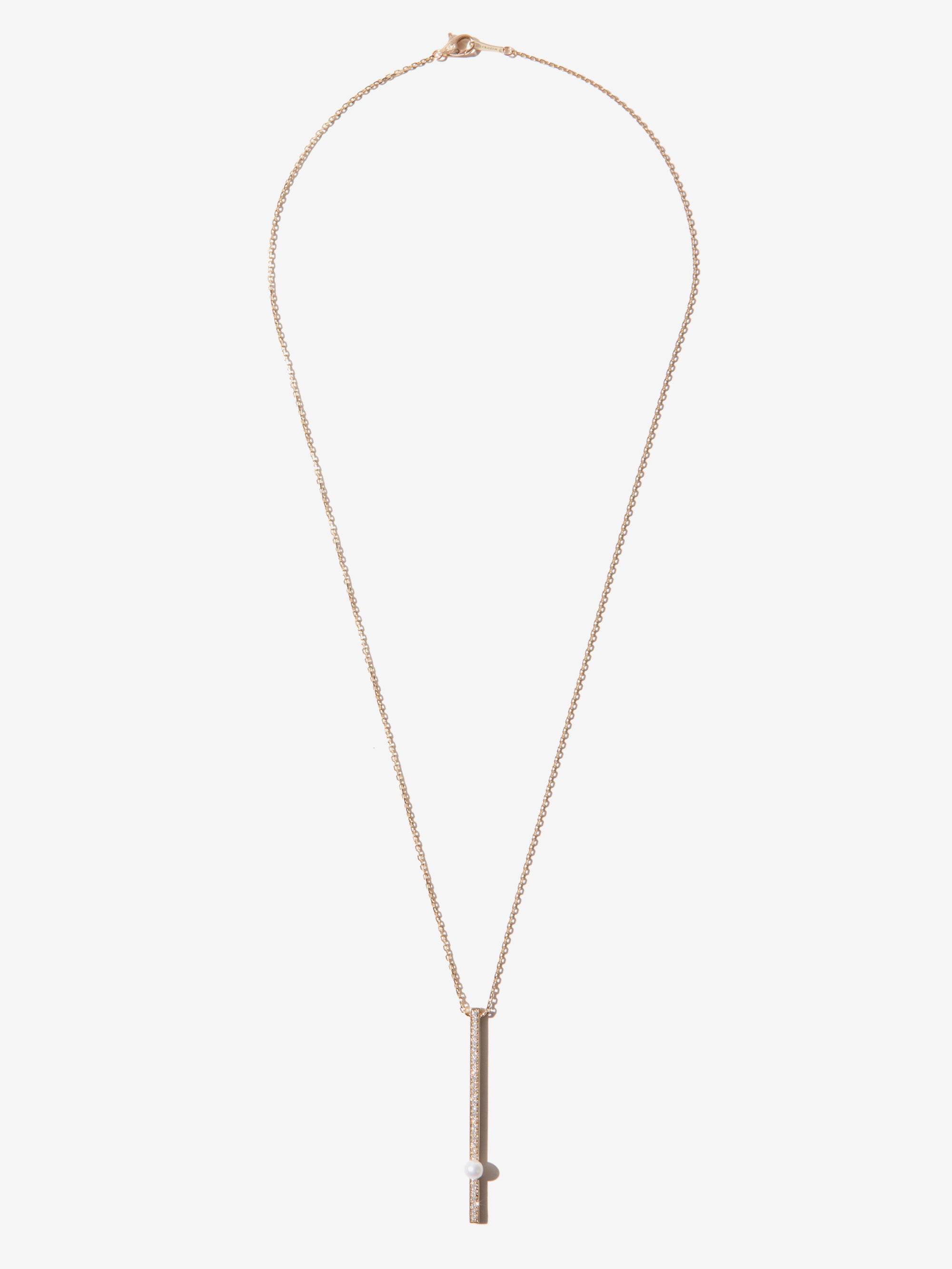 SBN306 Sea of Beauty. Pearl and Diamond Bar Necklace