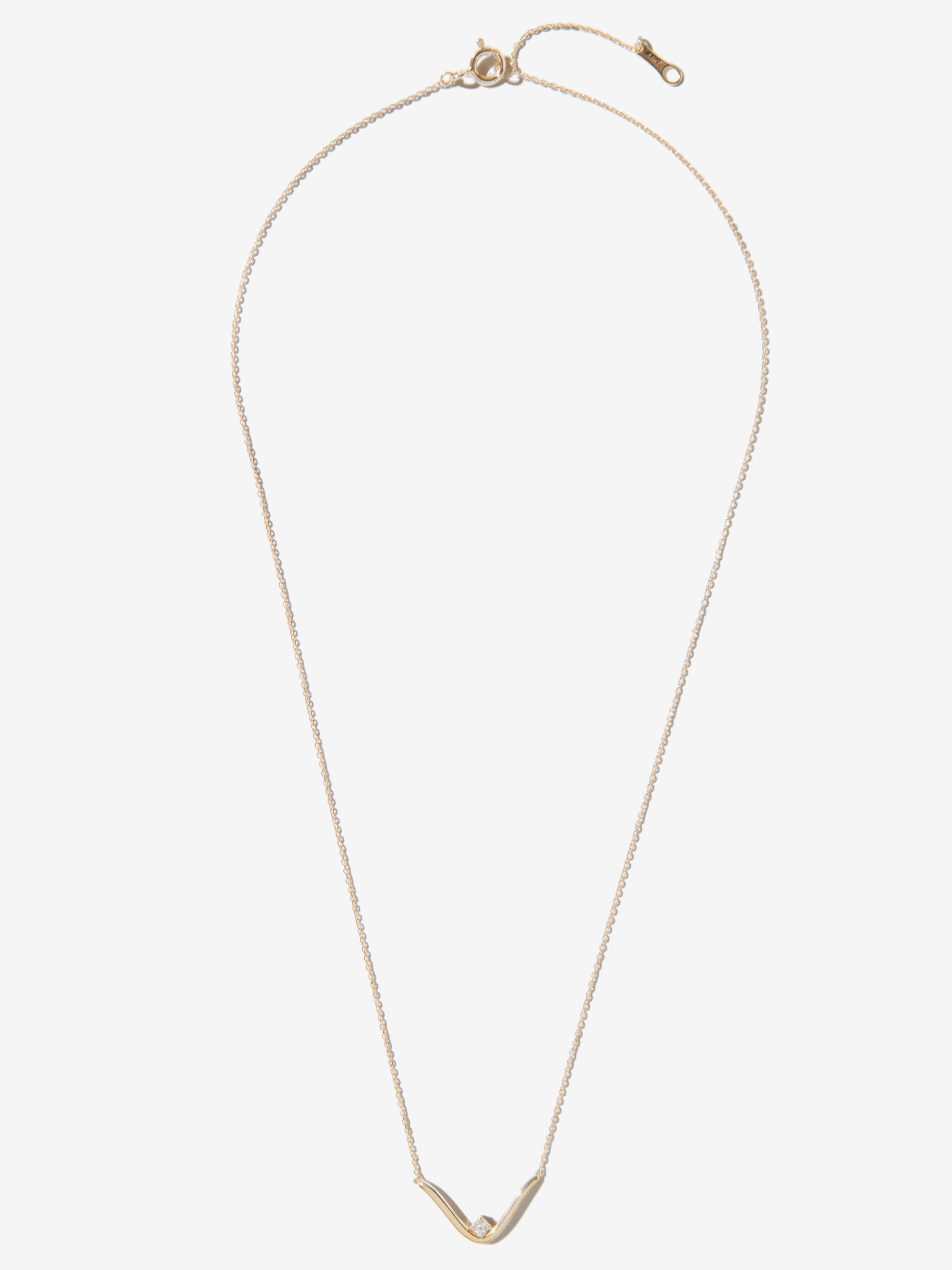 SBN314 Sea of Beauty. Gold and Diamond Curve Necklace