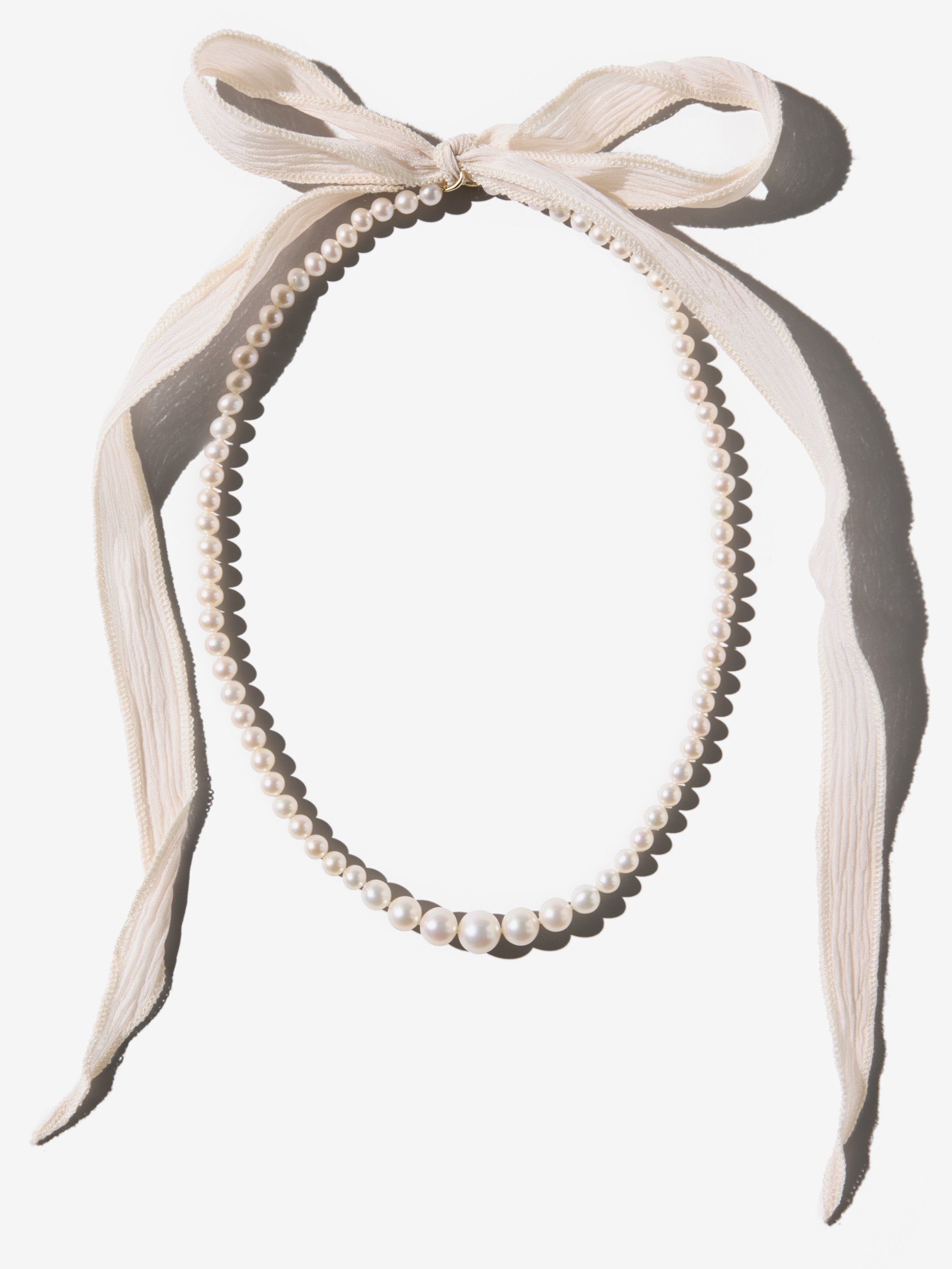 SBN327 Sea of Beauty. Long Cascading Knotted Pearl and Silk Necklace