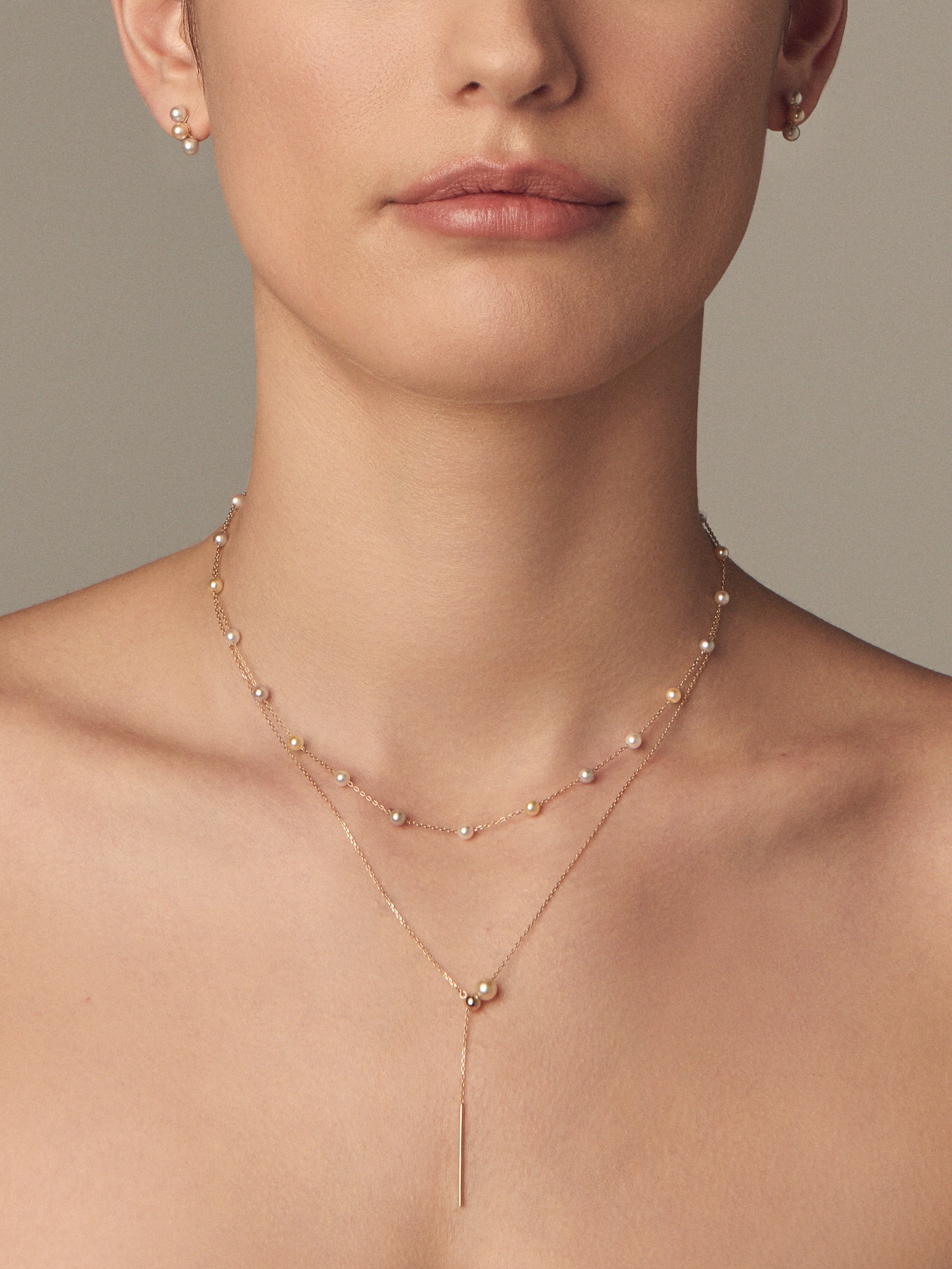 SBN342 Sea of Beauty. Multi Candy Akoya Pearl Floating Necklace