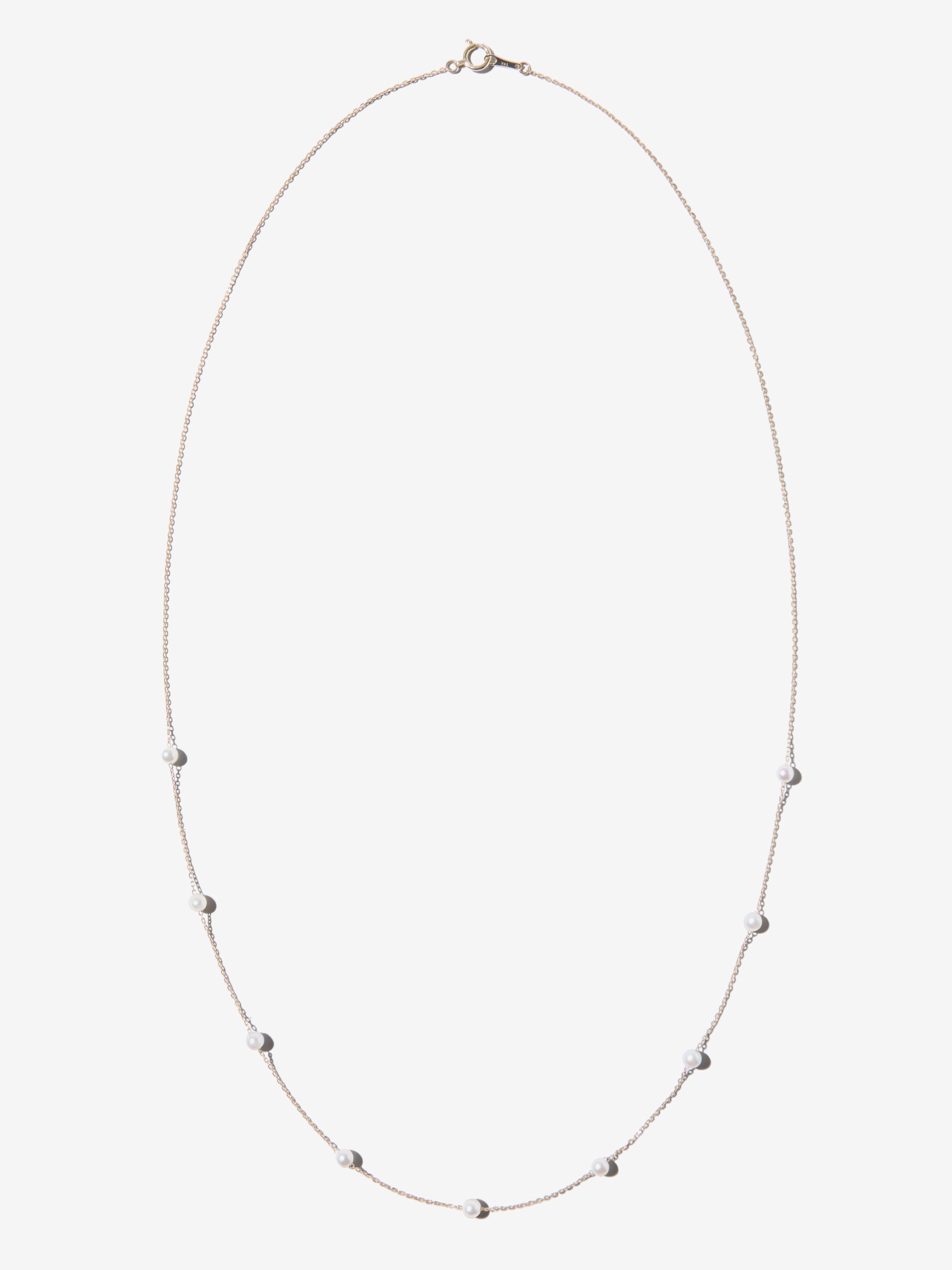 SBN343 Sea of Beauty. White Akoya Pearl Long Floating Necklace